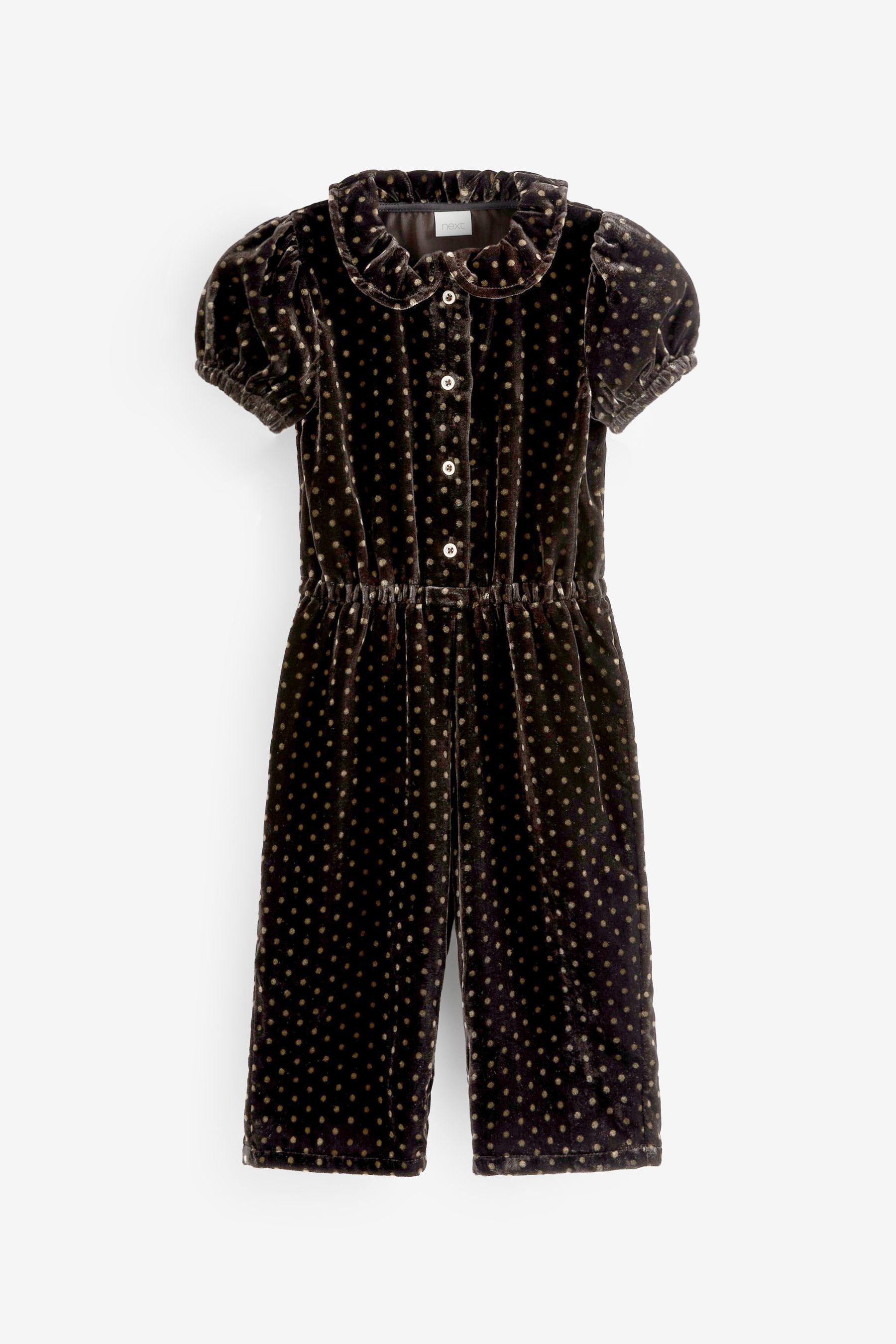 Brown Spot Velvet Playsuit (3mths-7yrs)