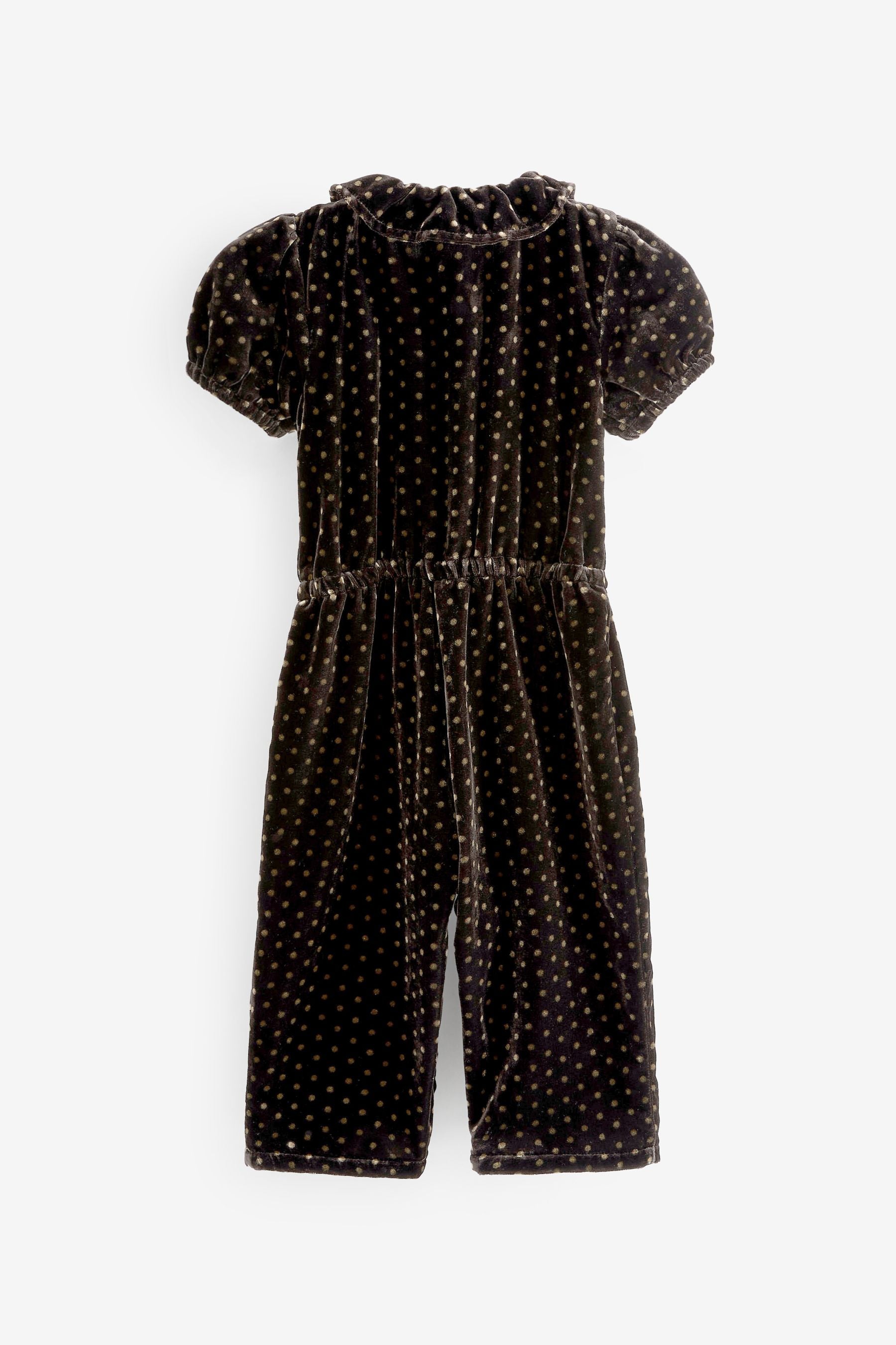 Brown Spot Velvet Playsuit (3mths-7yrs)