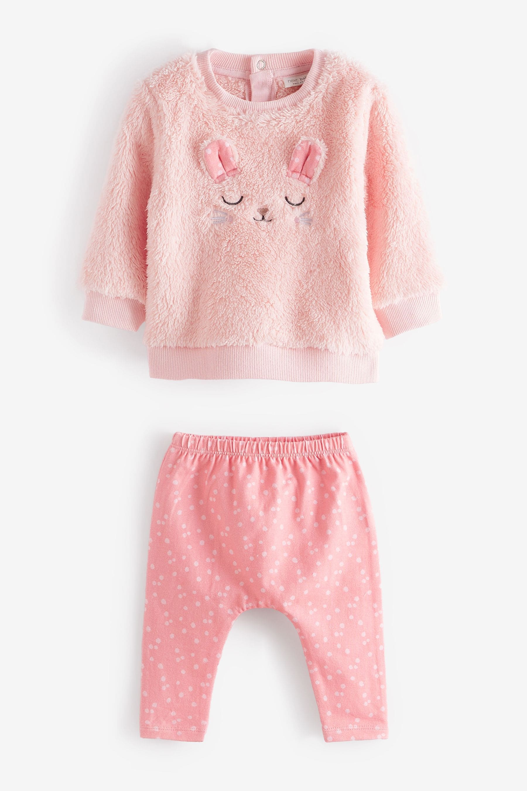 Pink 2 Piece Fleece Bunny Baby Set