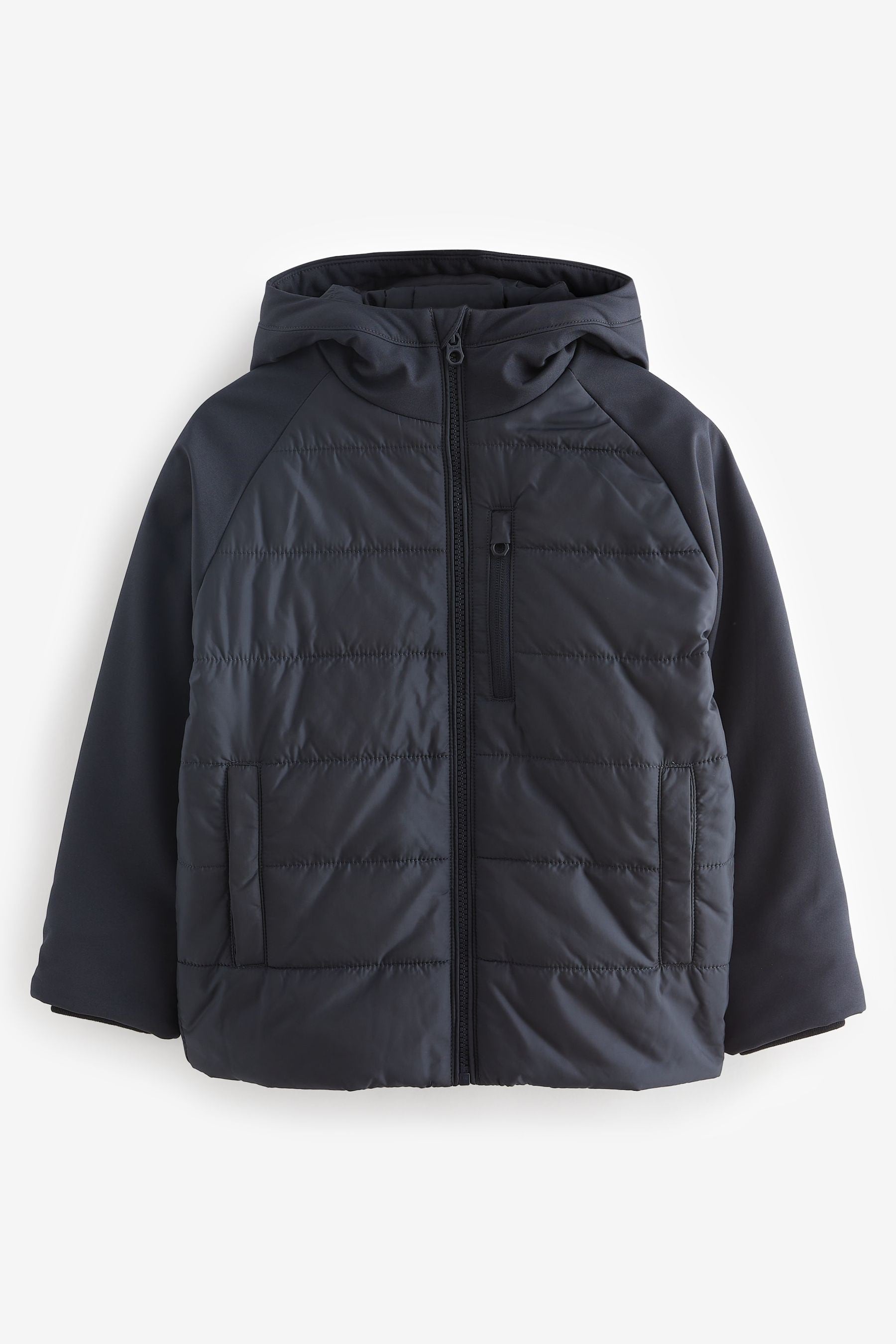 Navy Blue Quilted Hybrid Coat (3-16yrs)