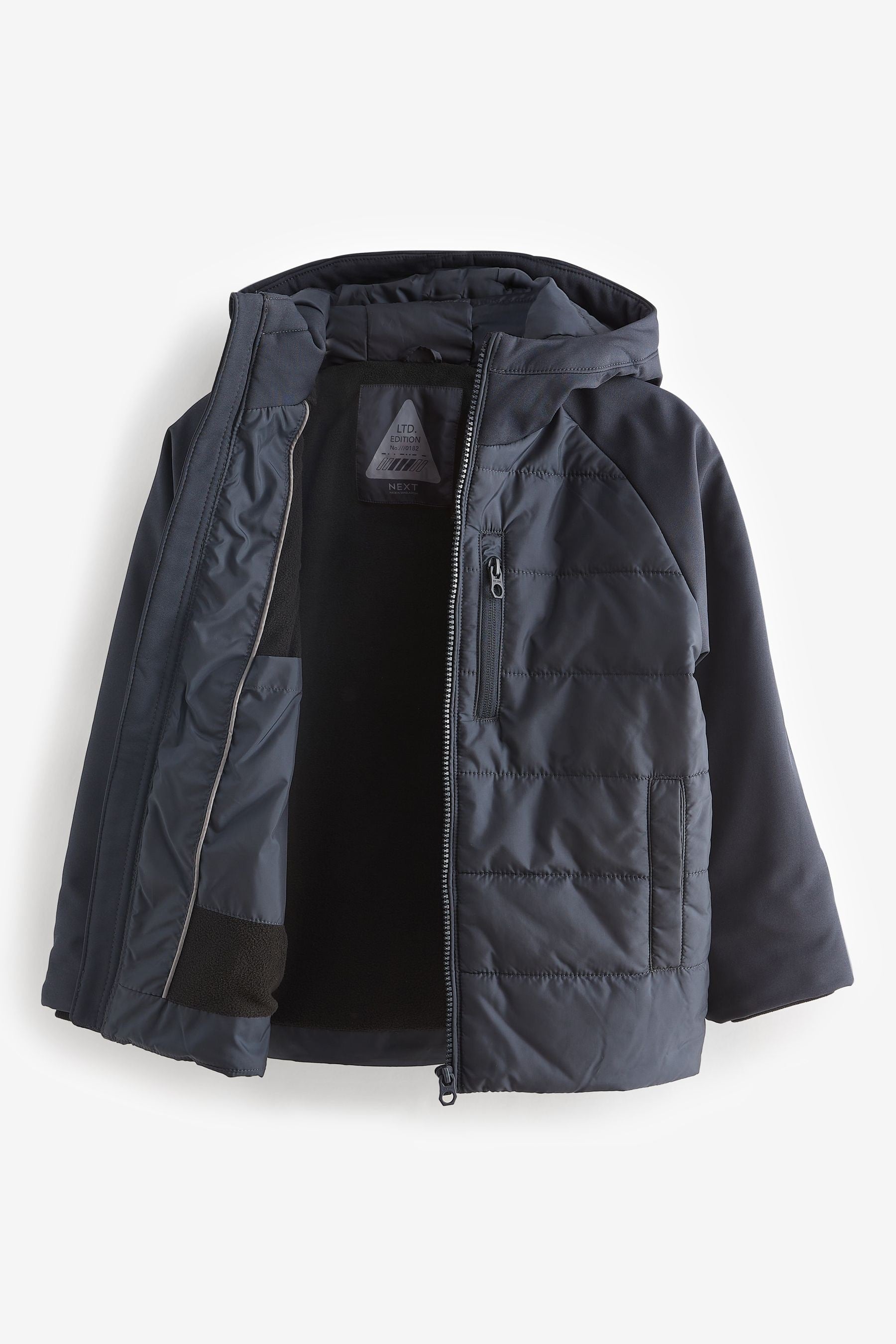 Navy Blue Quilted Hybrid Coat (3-16yrs)