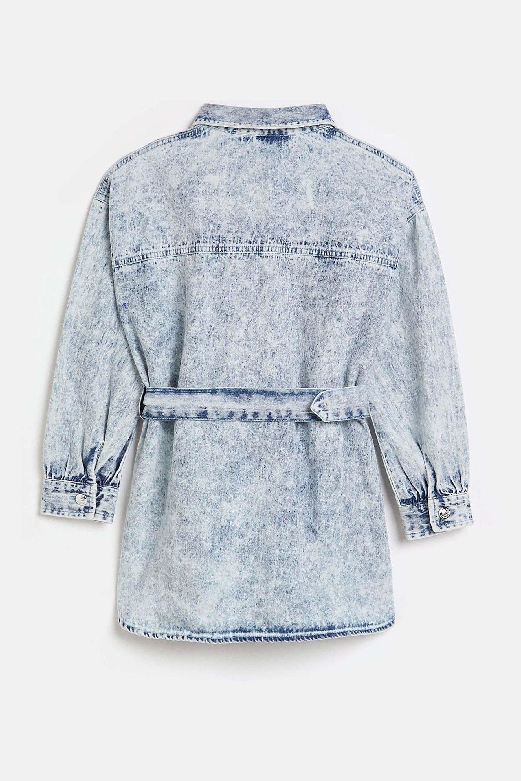 River Island Oversized Denim Blue Light Belted Shirt