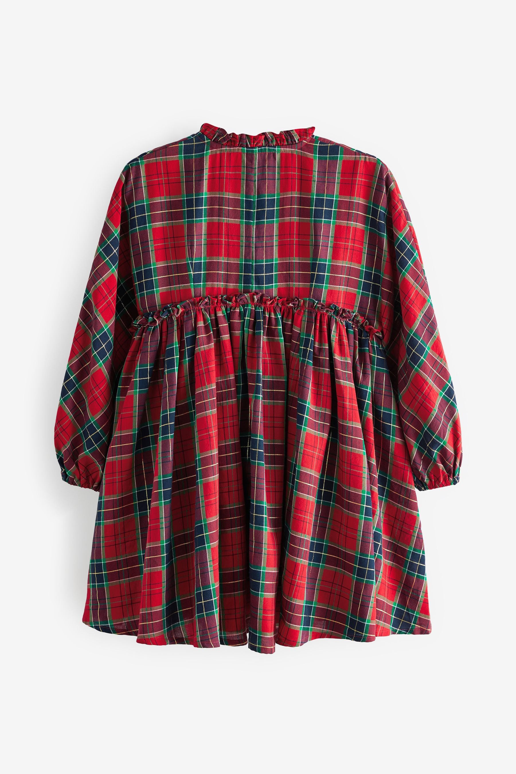 Red Woven Tartan Print Dress (3-16yrs)