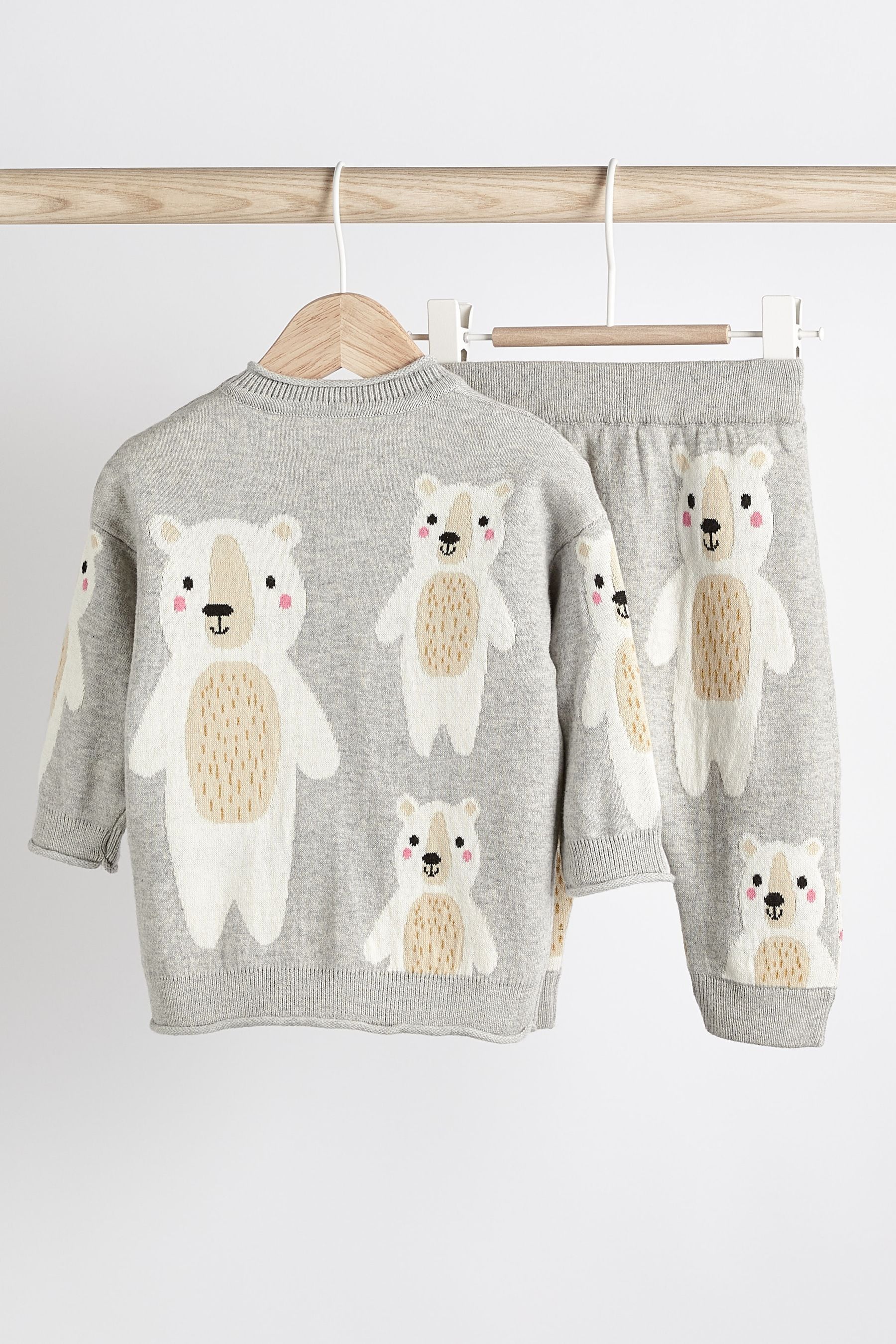 Grey Bear 2 Piece Baby Knitted Jumper And Leggings Set (0mths-2yrs)