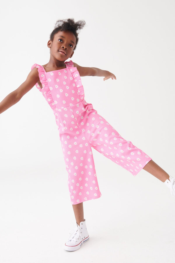 Floral Pink Frill Jersey Jumpsuit (3-16yrs)