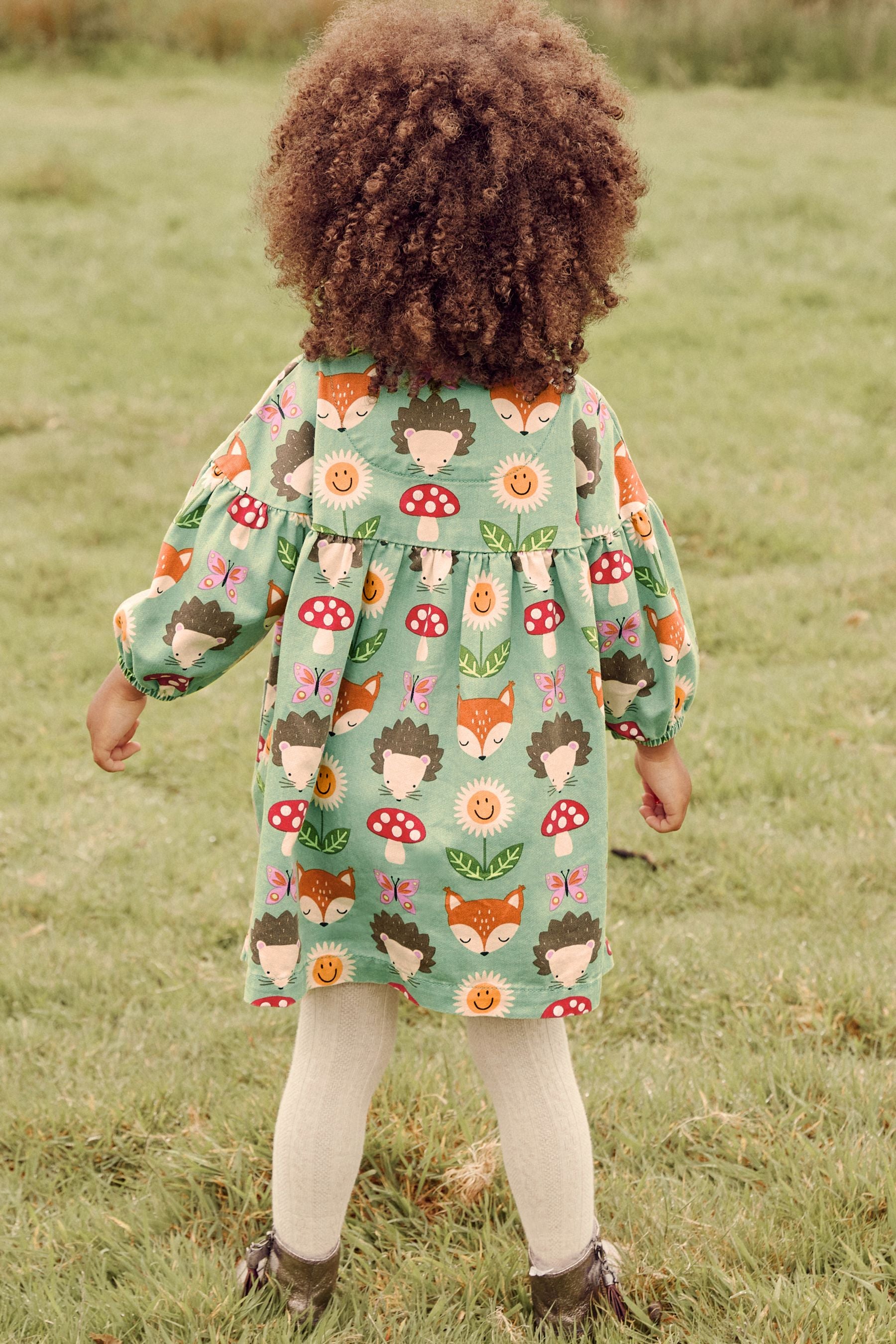 Green Character Print Cotton Shirt Dress (3mths-8yrs)