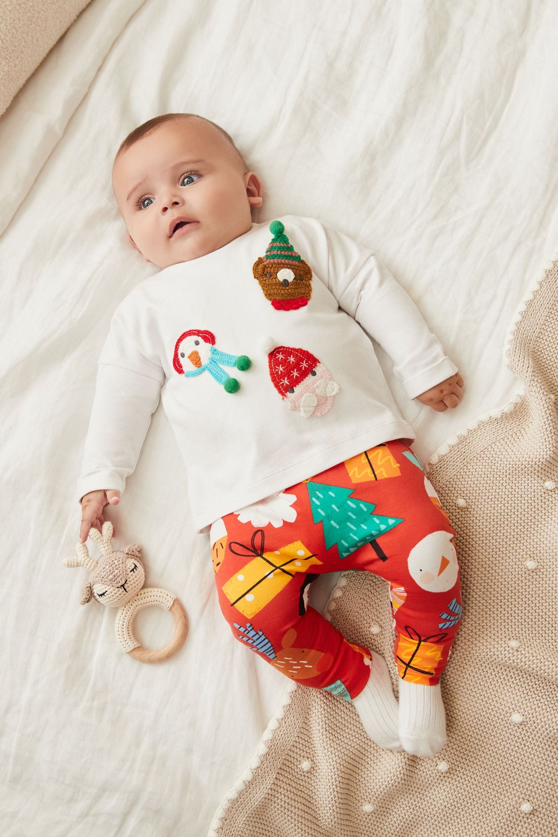 Red Christmas 2 Piece Baby T-Shirt And Leggings Set