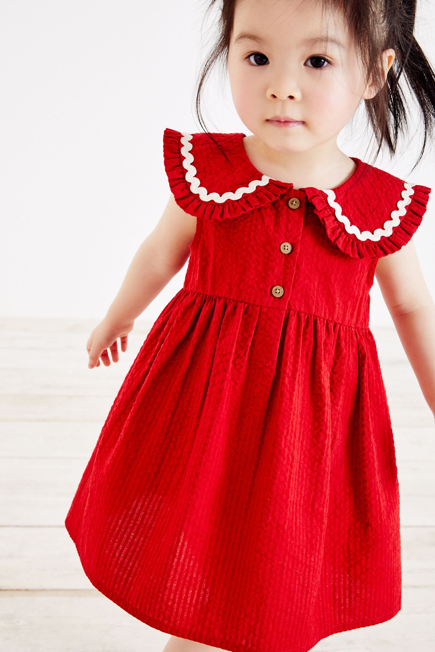 Red Sleeveless Collar Dress (3mths-8yrs)