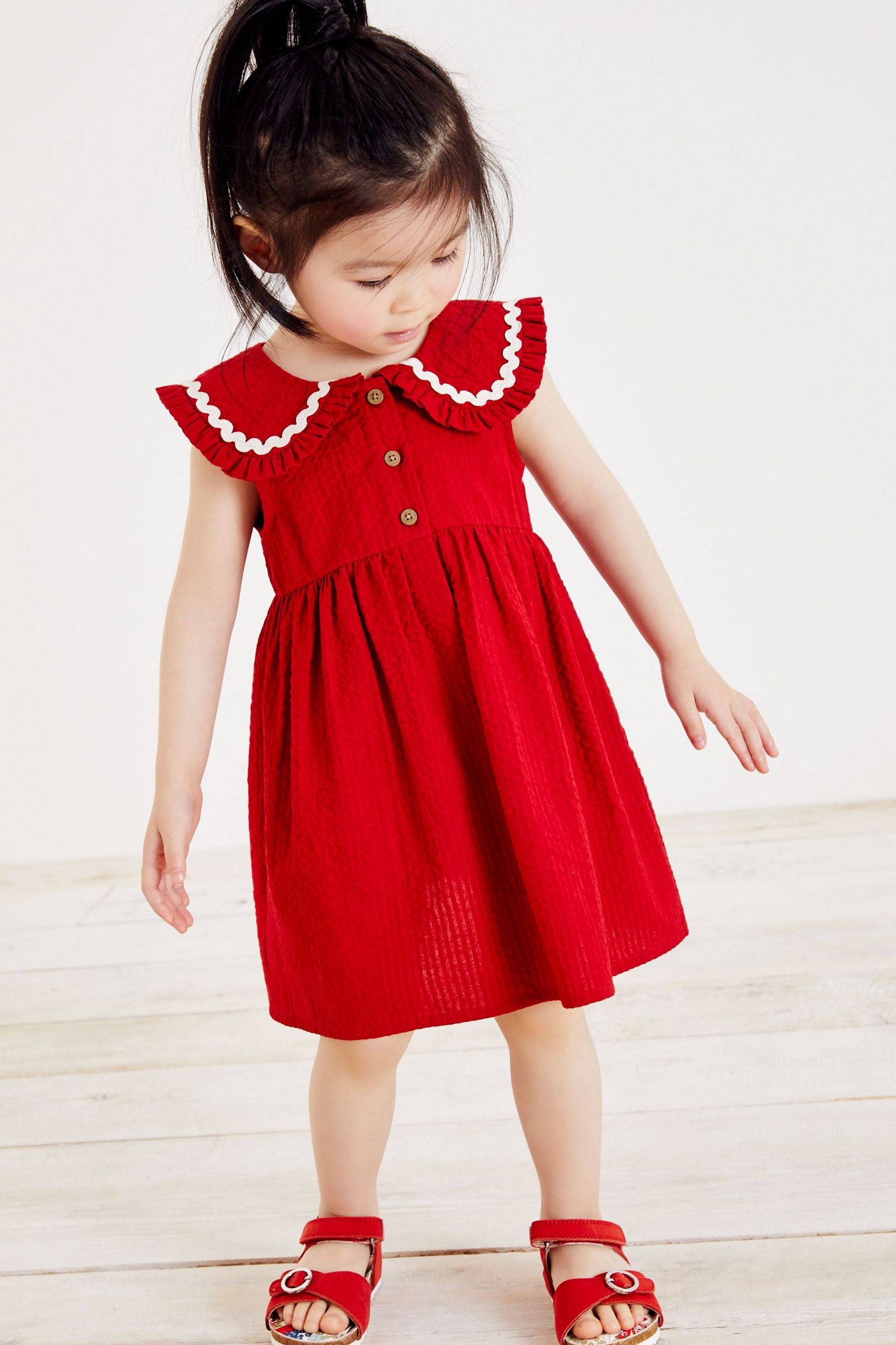 Red Sleeveless Collar Dress (3mths-8yrs)