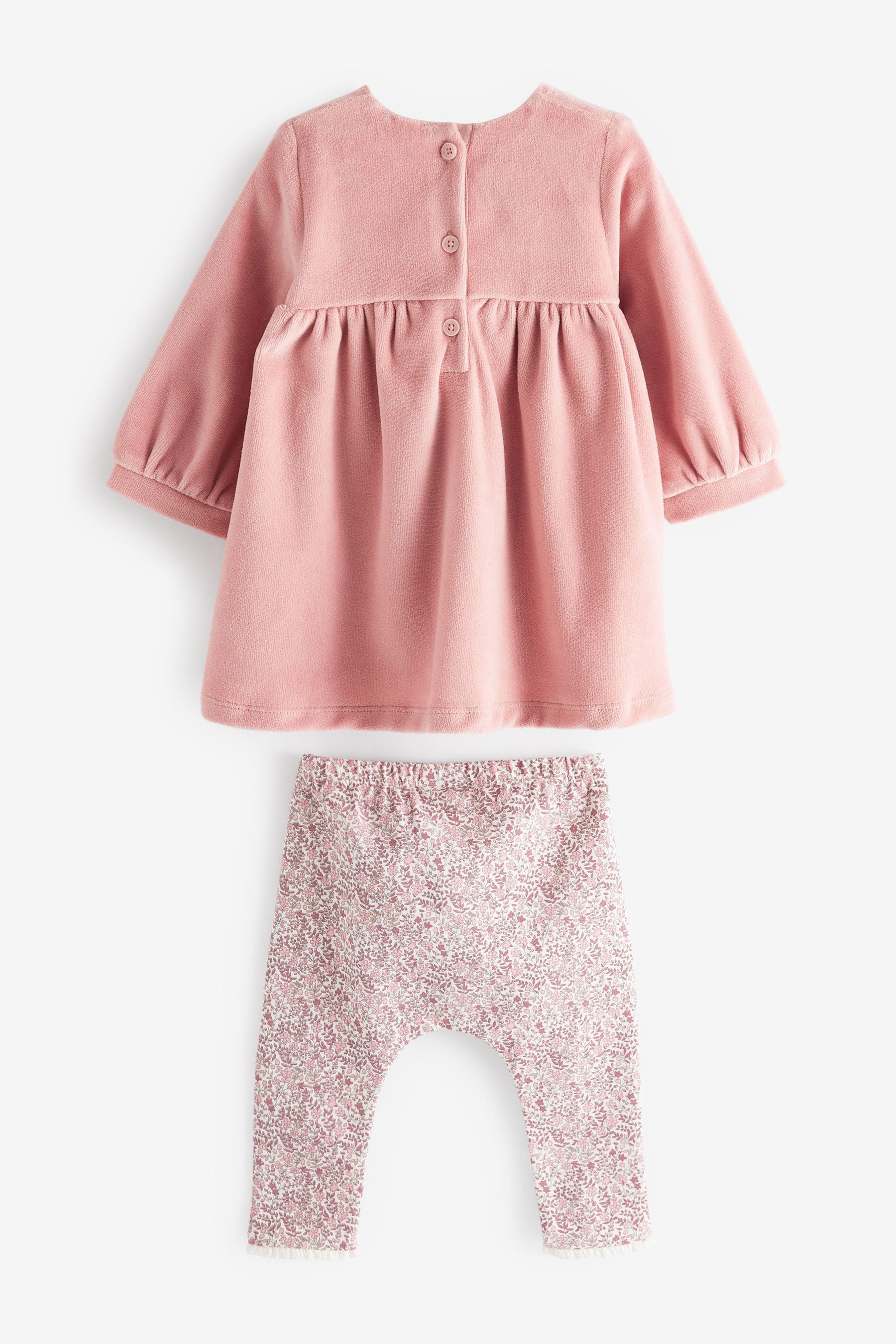 Pink 2 Piece Baby Velour Dress And Leggings Set (0mths-2yrs)