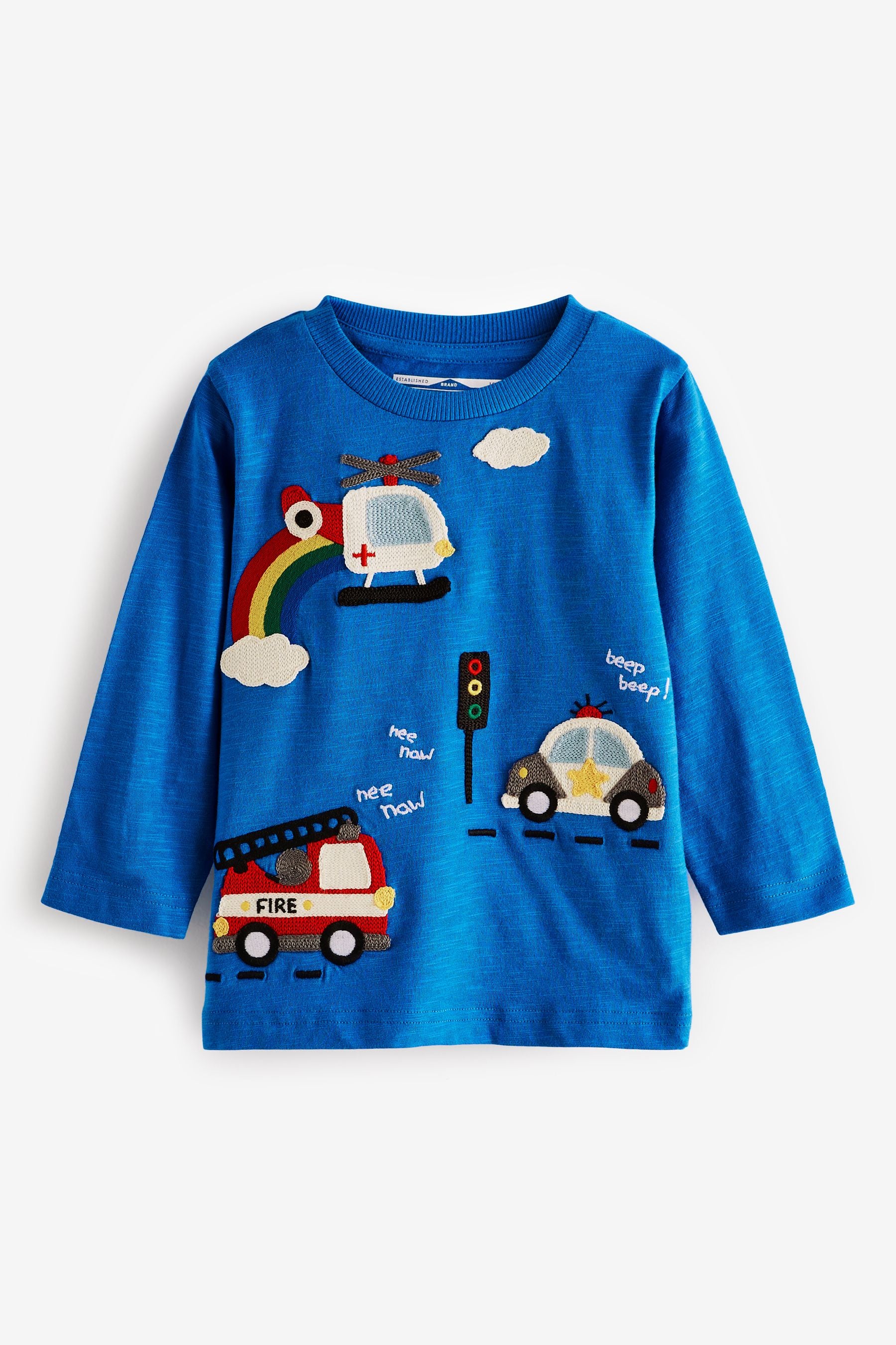 Cobalt Blue Transport Long Sleeve Appliqu T-Shirt (3mths-7yr