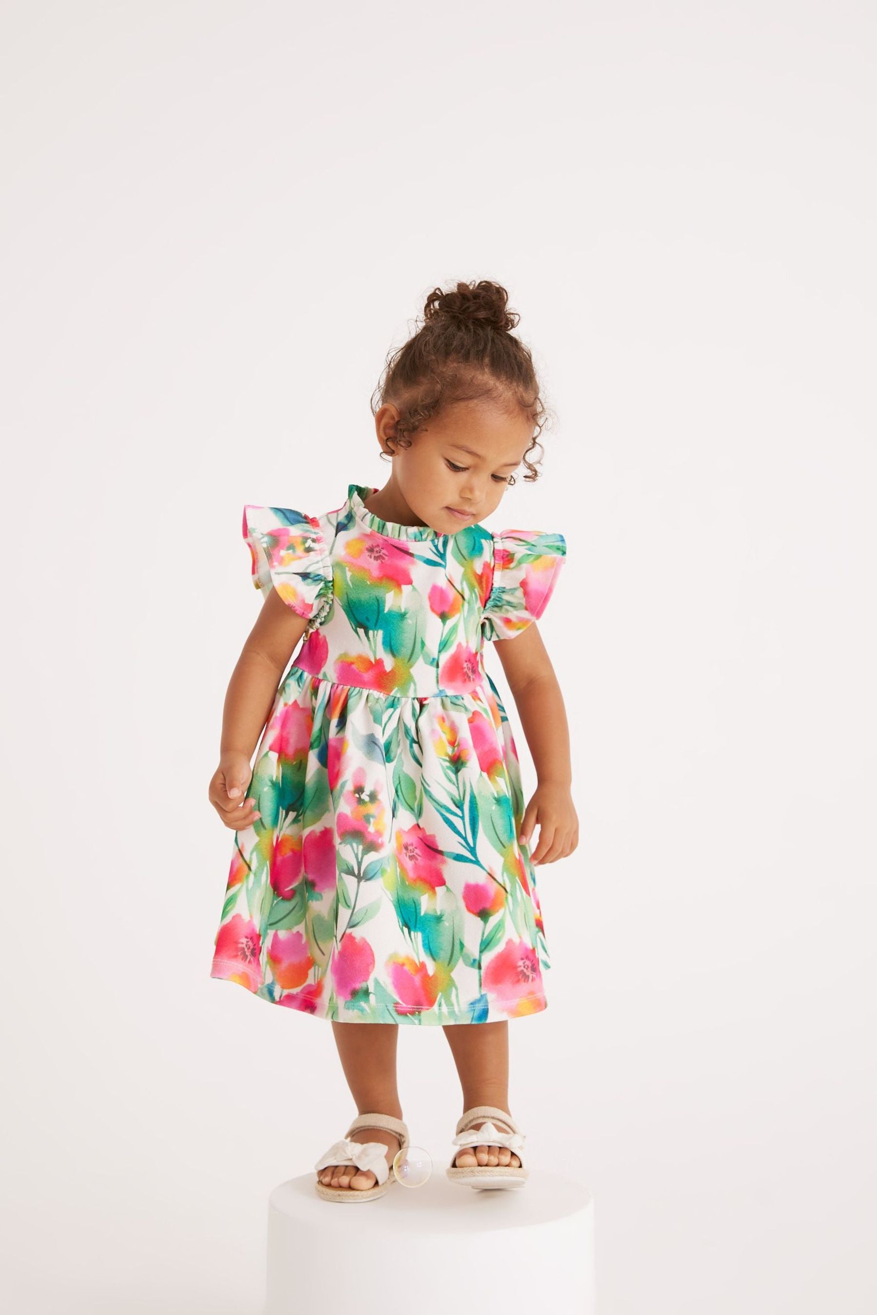 Bright Floral Ponte Occassion Dress (3mths-7yrs)