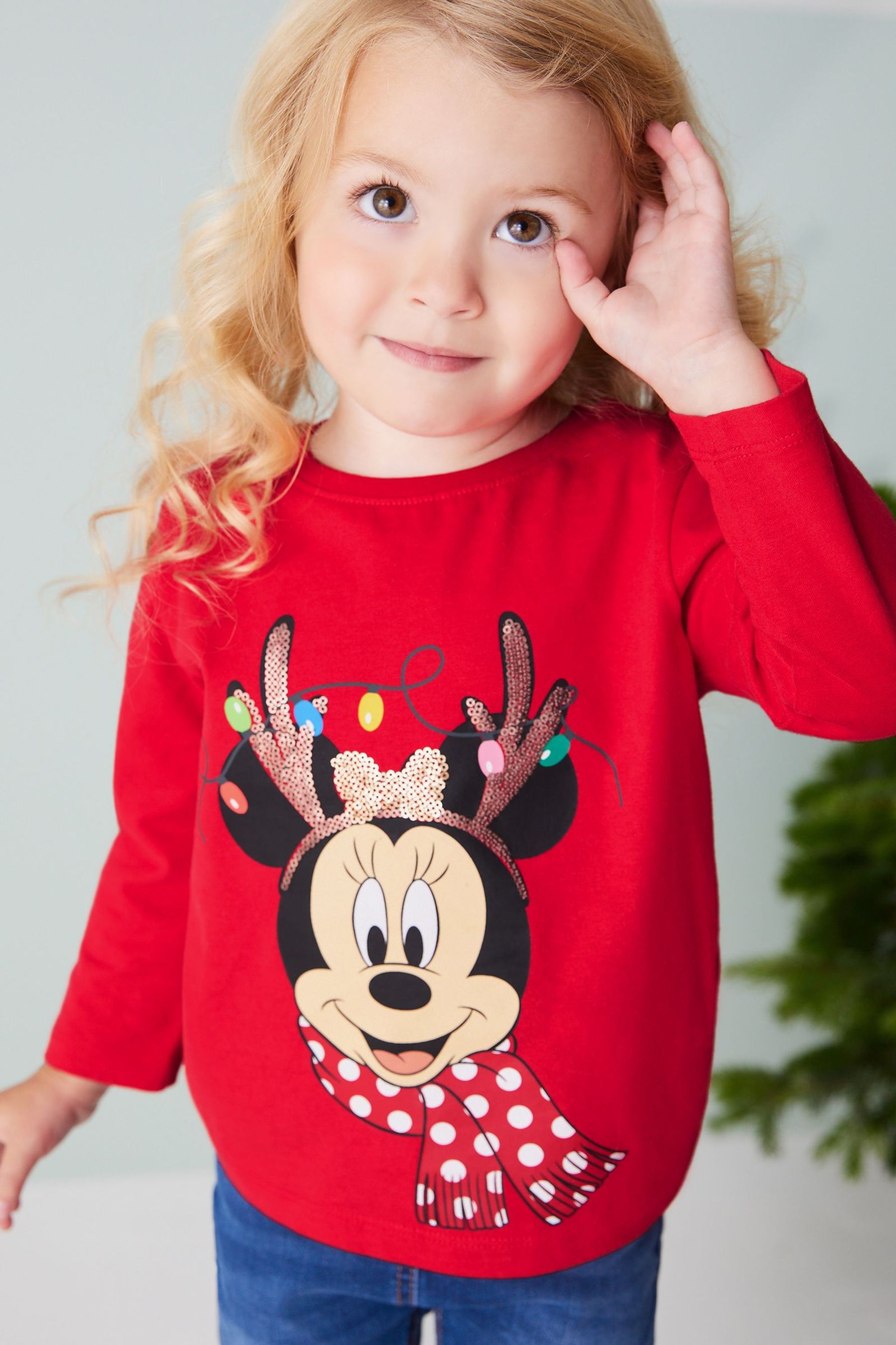 Red Disney Minnie Mouse Christmas T-Shirt (3mths-7yrs)