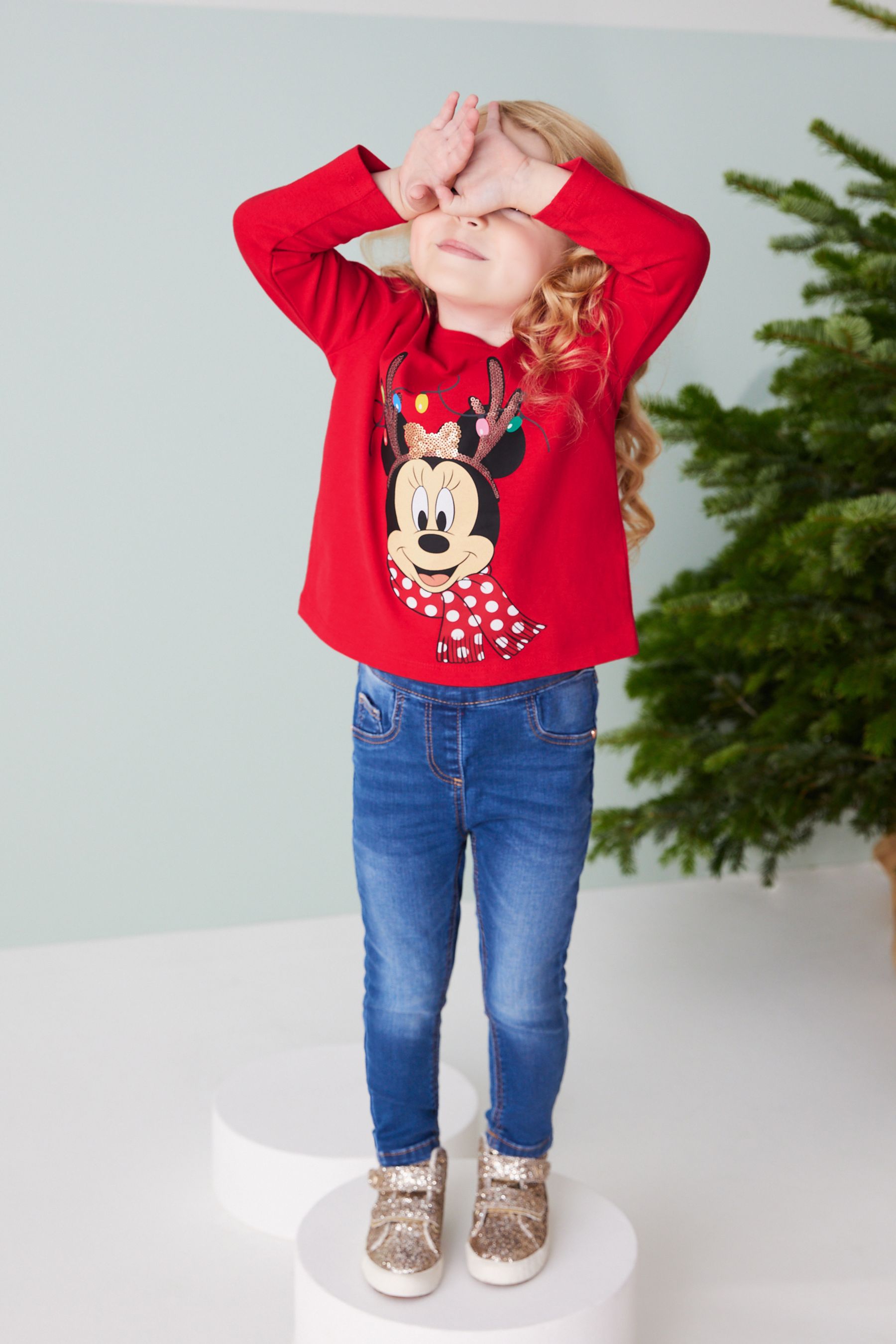 Red Disney Minnie Mouse Christmas T-Shirt (3mths-7yrs)