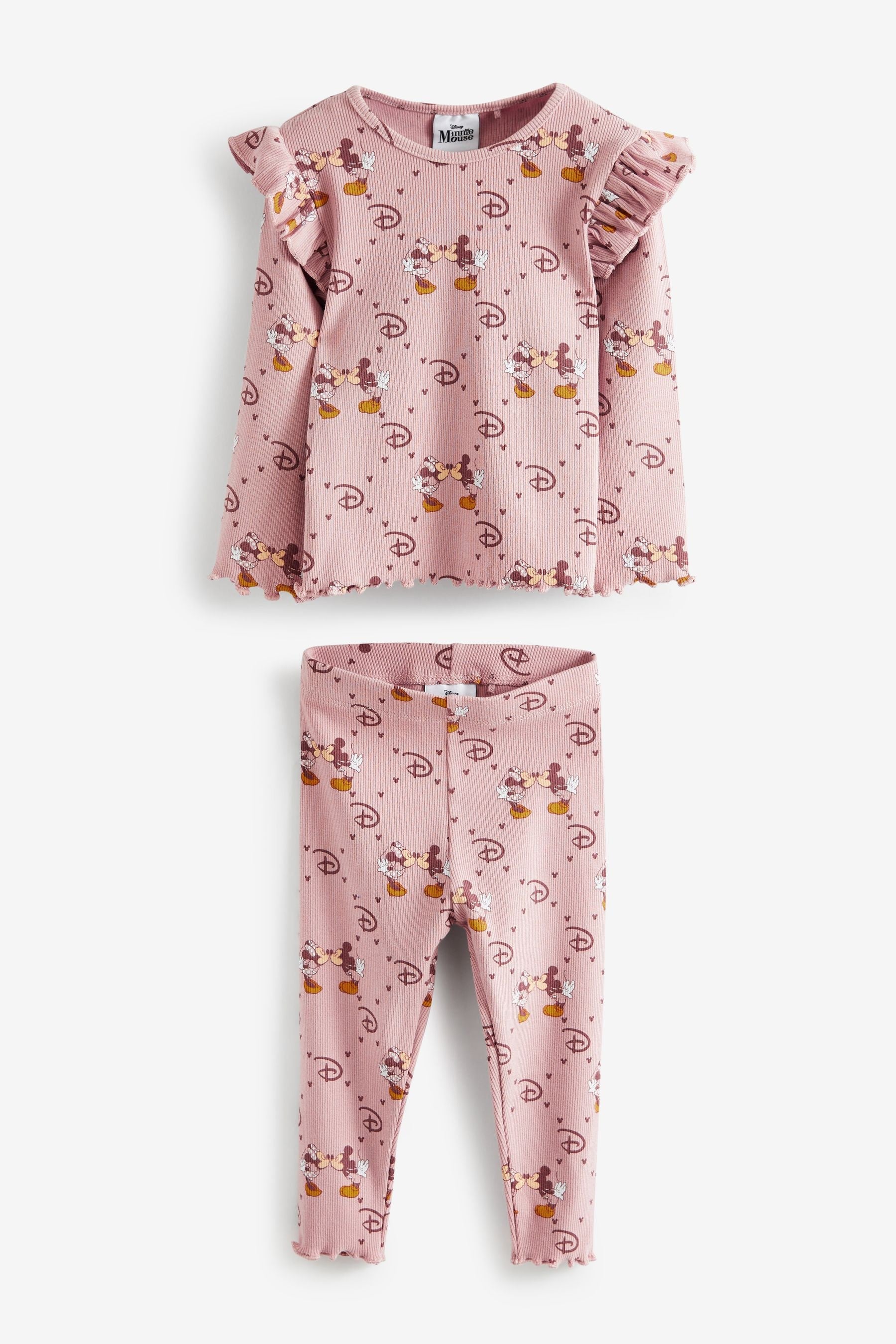 Pale Pink Disney Mickey Mouse Rib Top and Legging Set (3mths-7yrs)