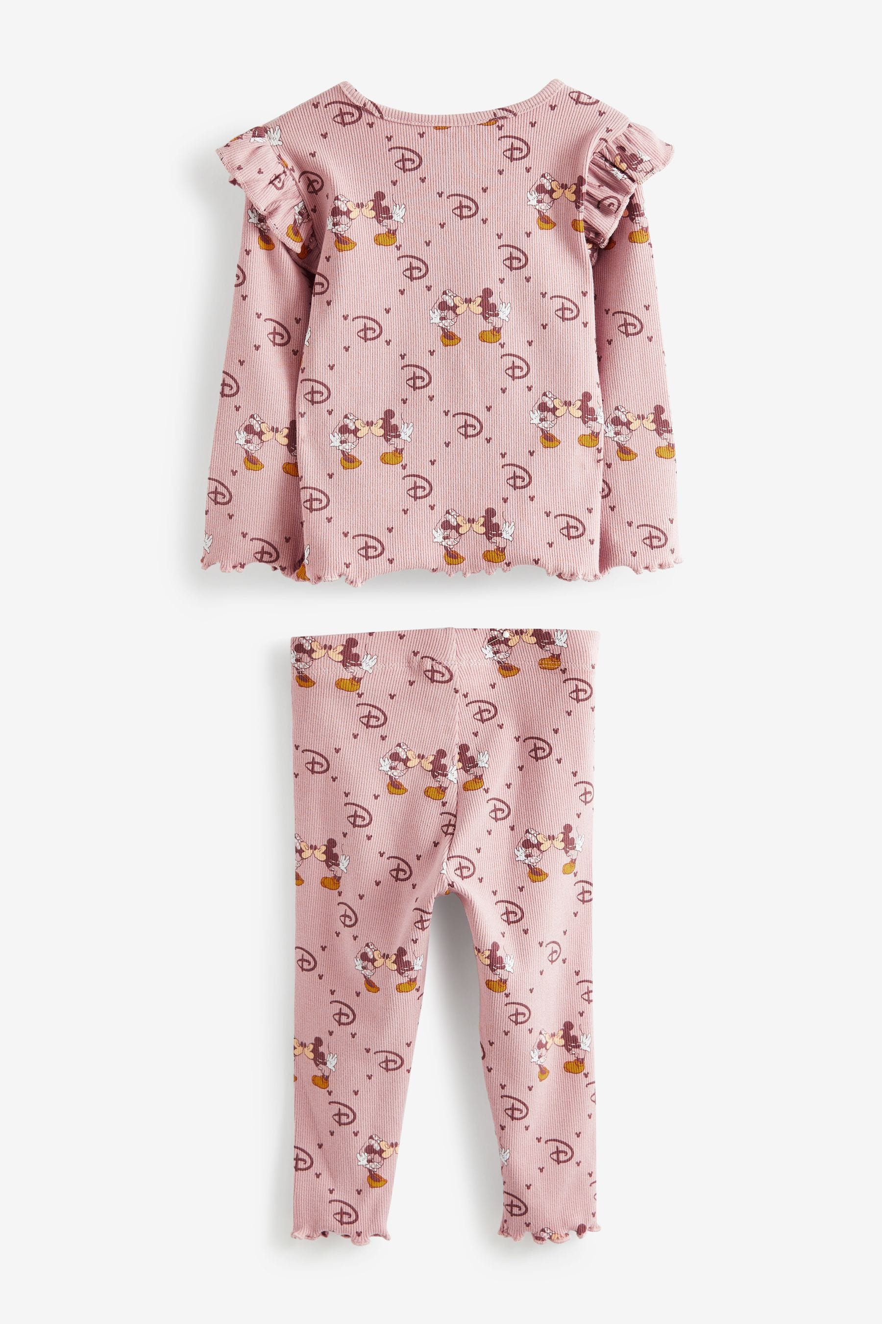 Pale Pink Disney Mickey Mouse Rib Top and Legging Set (3mths-7yrs)