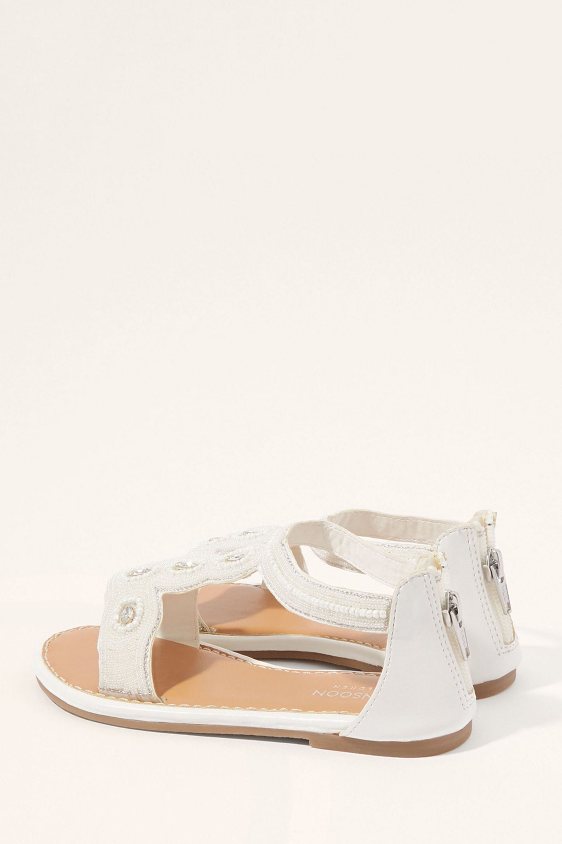 White Monsoon White Beaded Sandals