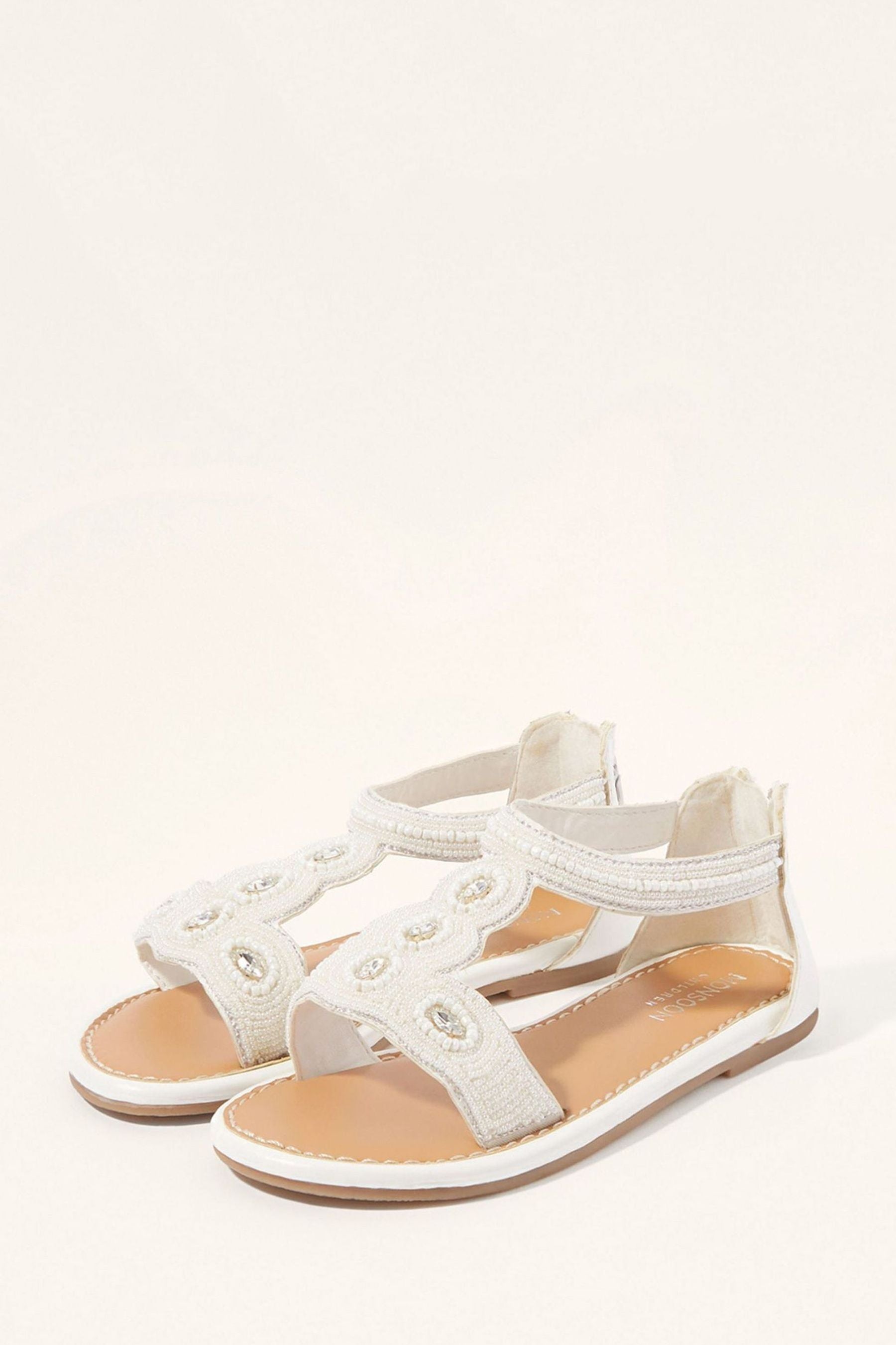 White Monsoon White Beaded Sandals