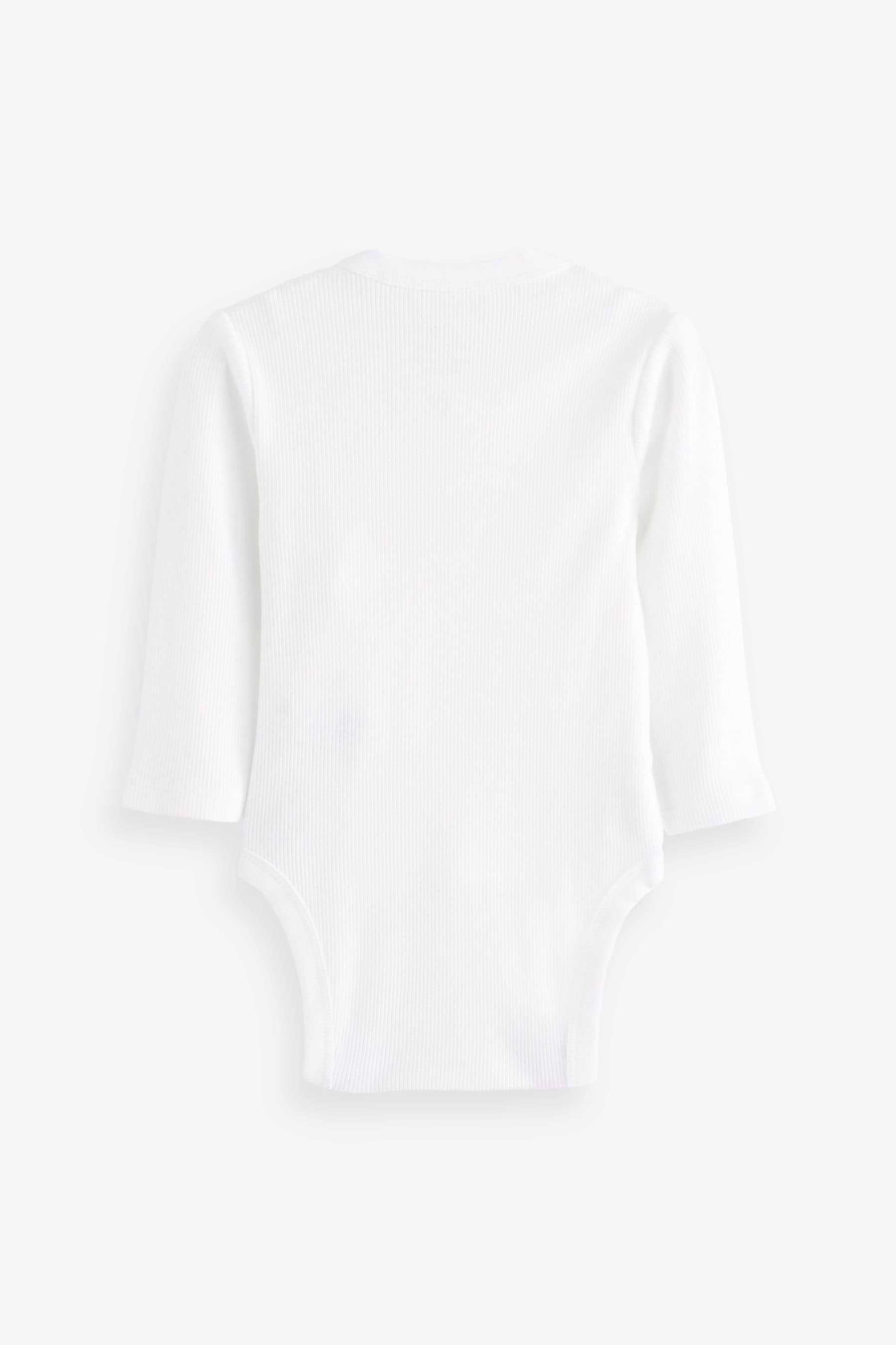 White Rib Wrap 5 Pack Baby Bodysuits