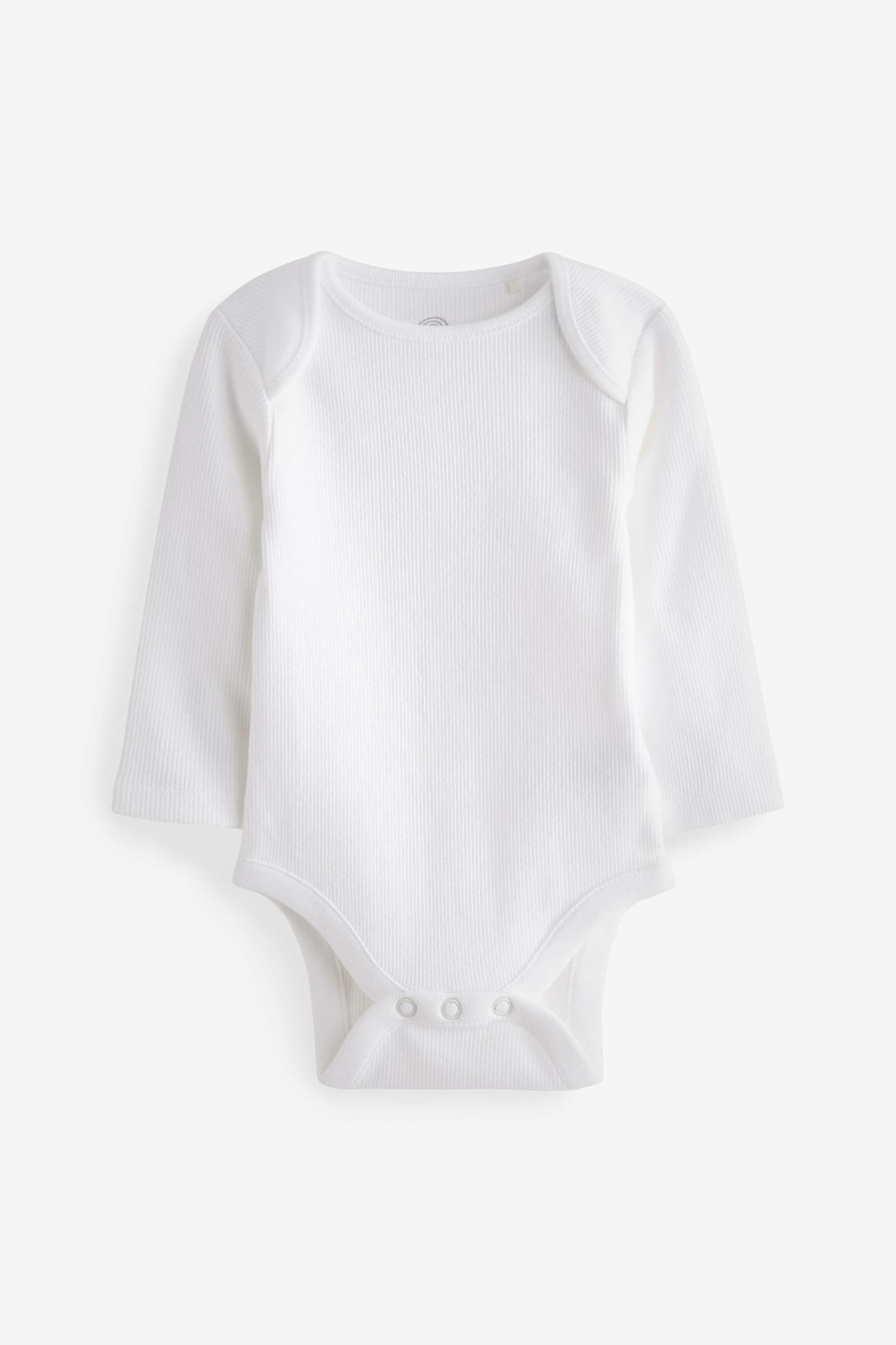 White Rib 5 Pack Baby Bodysuits