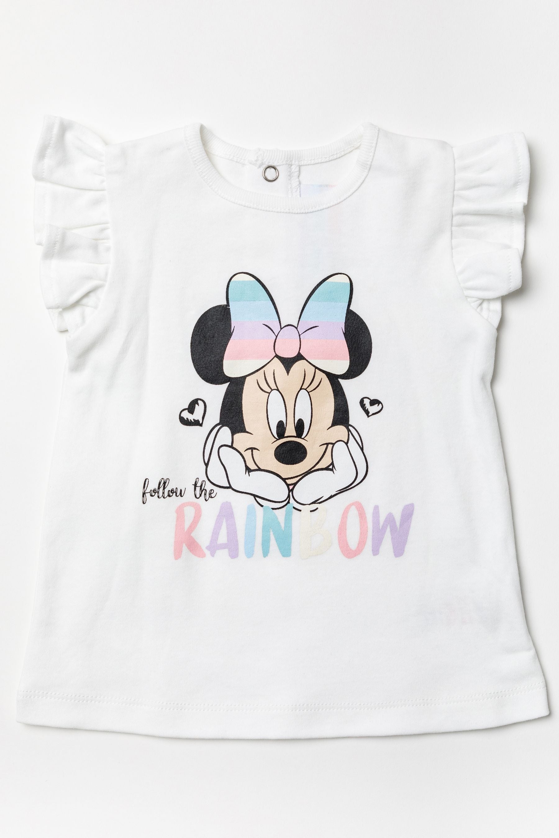 Pink Disney Pink Minnie Mouse Rainbow Top, Leggings and Headband Set