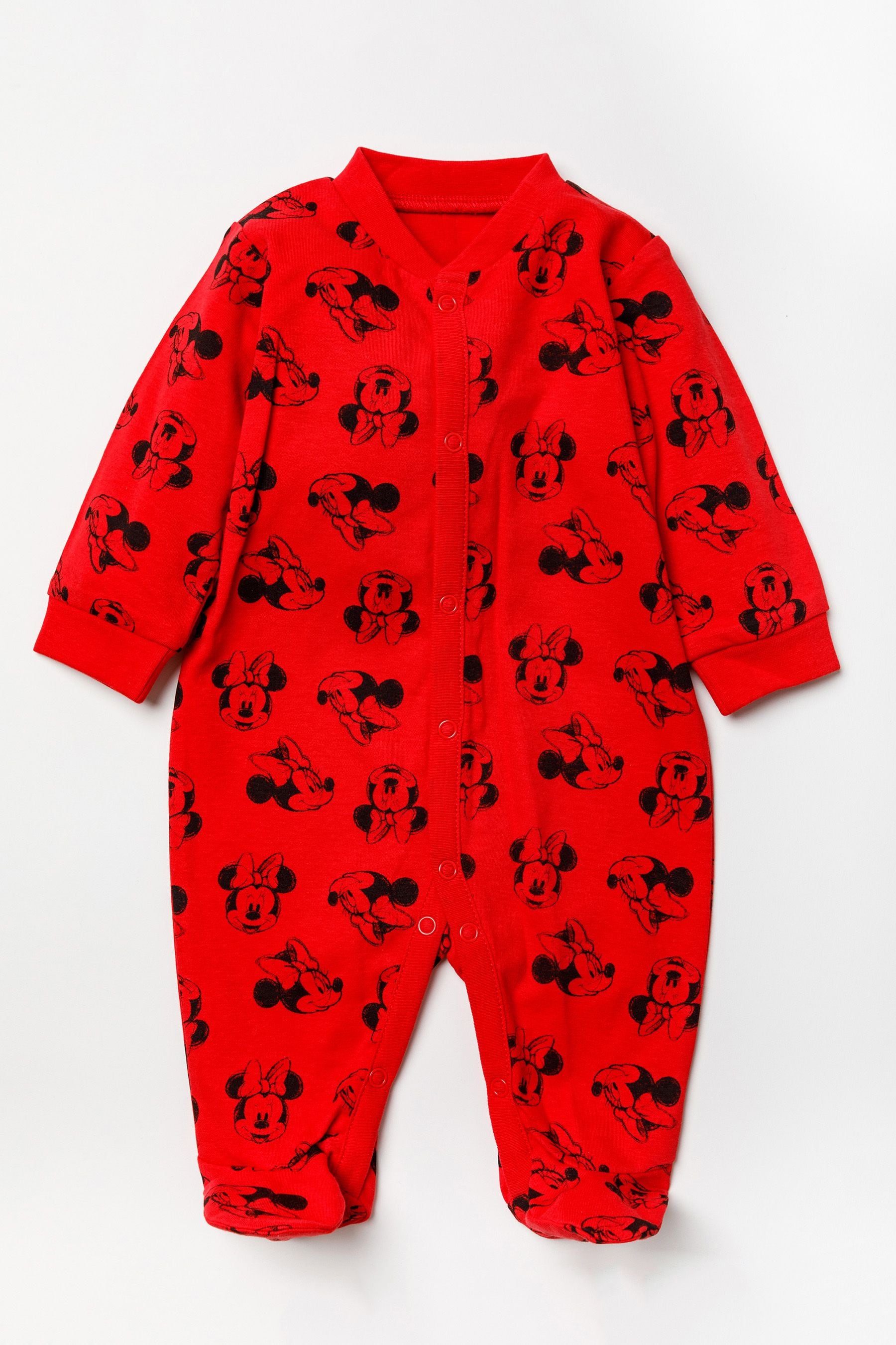 Red Disney Red Minnie Mouse Sleepsuit, Bodysuit And Bib Set