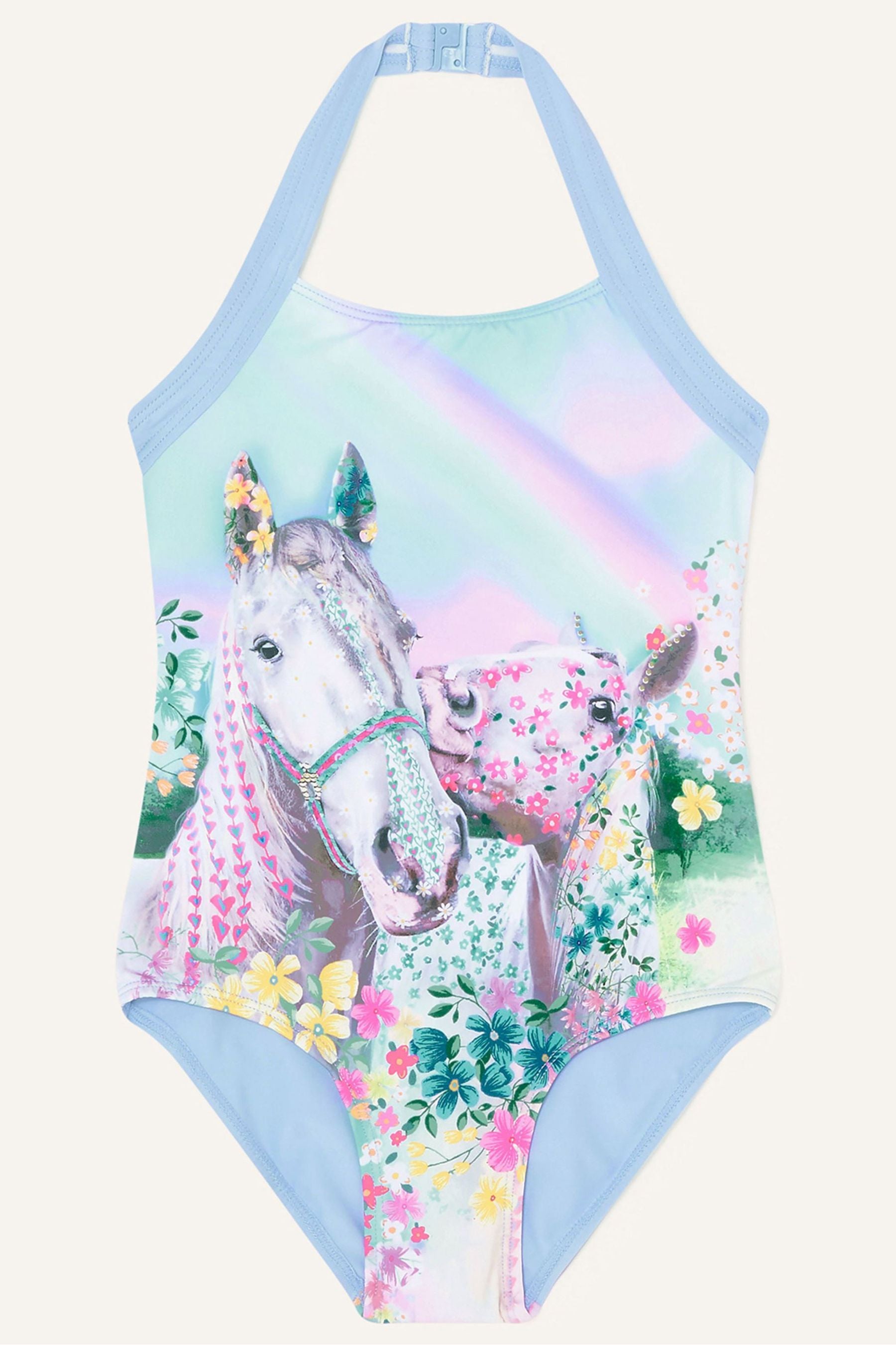 Monsoon Blue Horse Photo Swimsuit