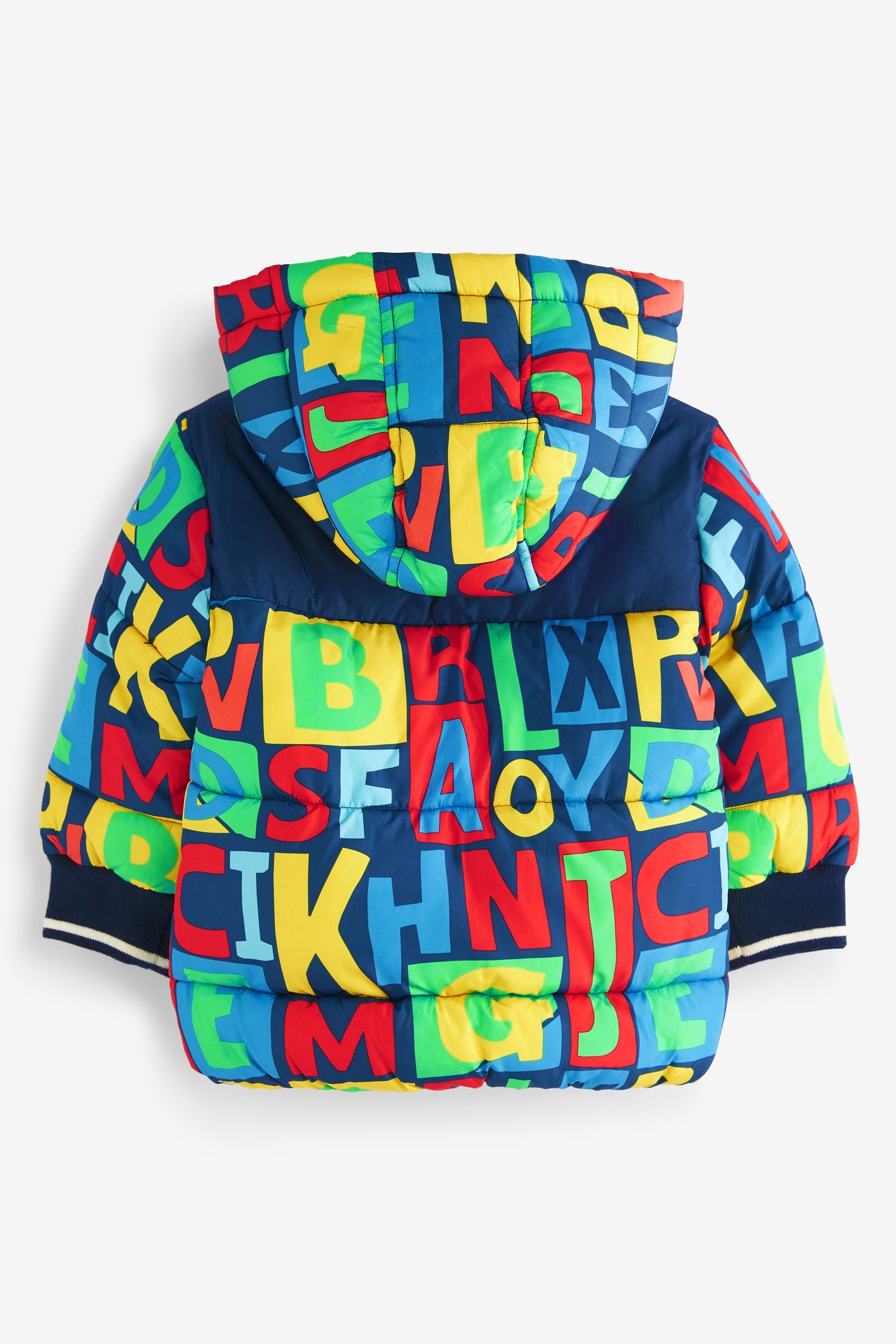 Multi Alphabet All Over Print Puffer Coat (3mths-7yrs)