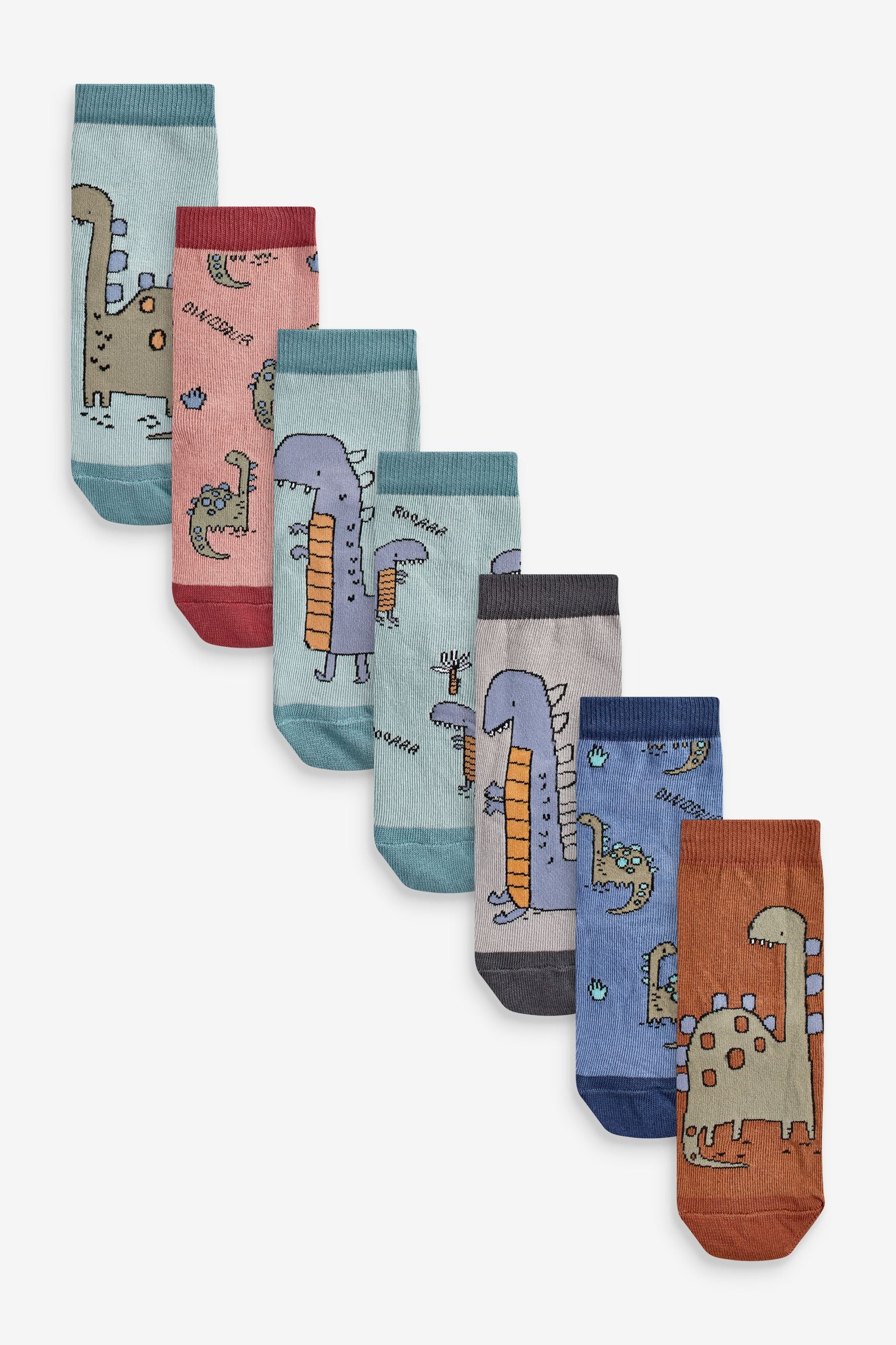 Blue Dinosaur 7 Pack Cotton Rich Socks