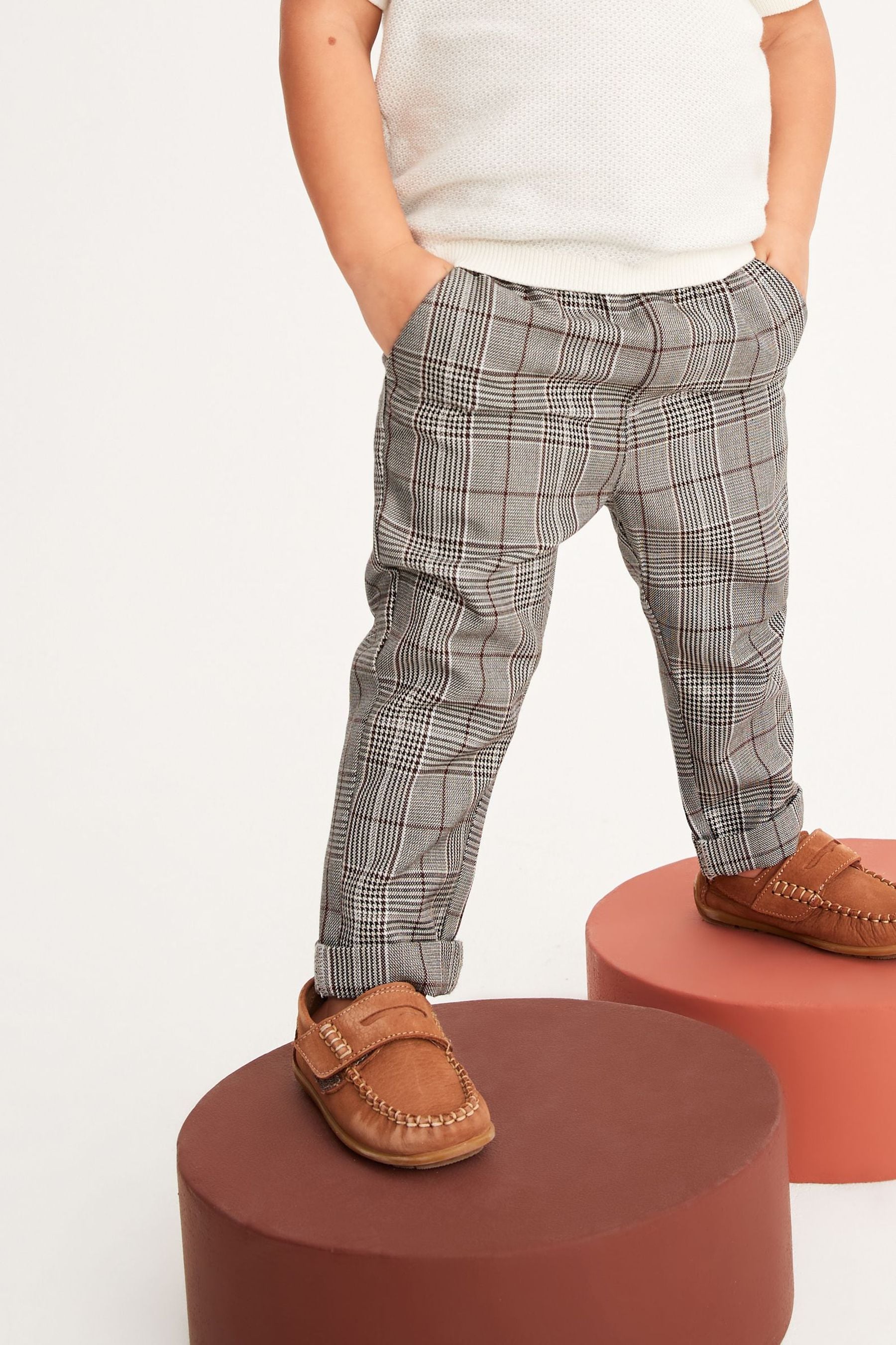 Neutral Pull-On Check Trousers (3mths-7yrs)