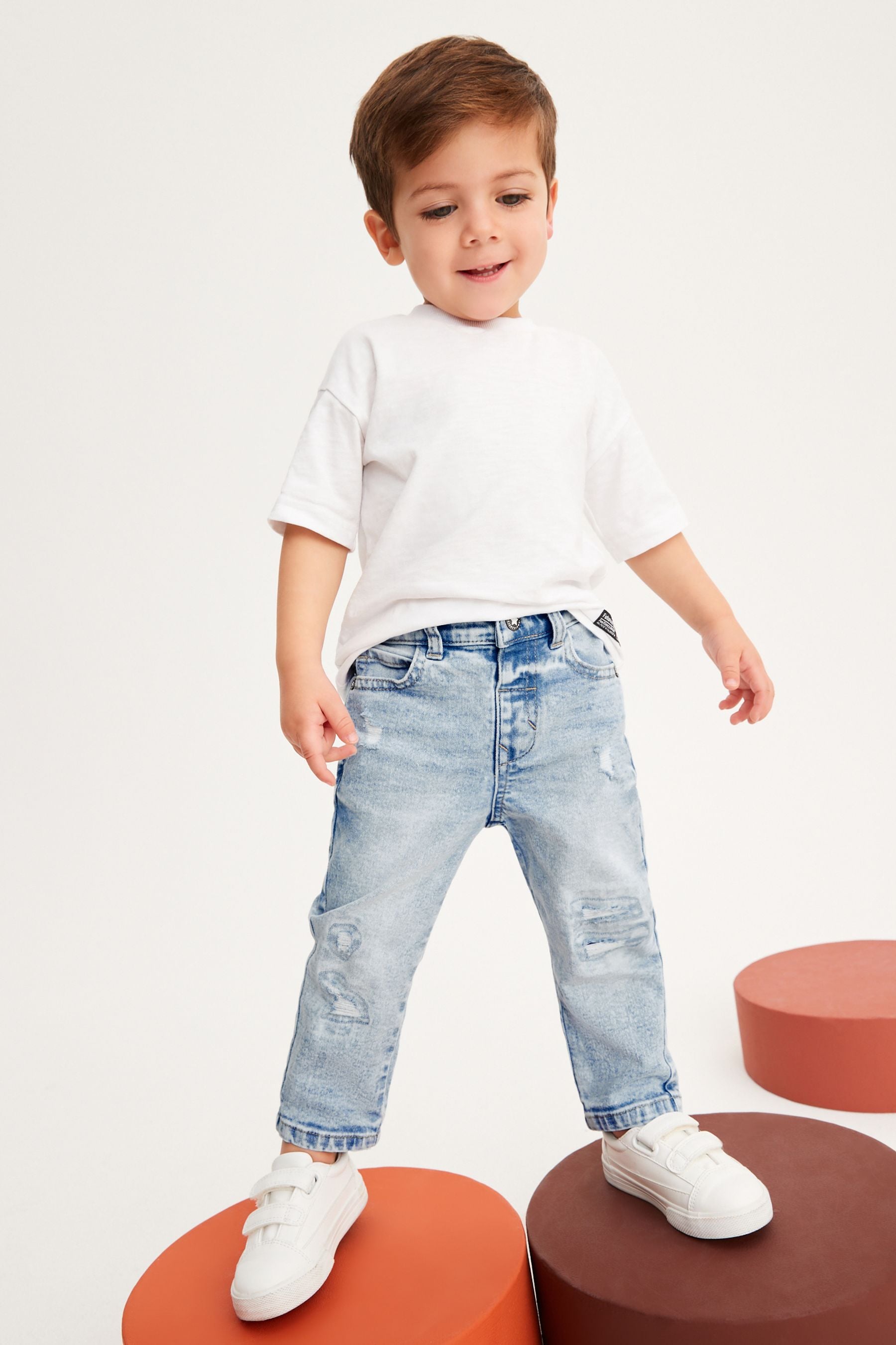 Light Blue Distressed Comfort Stretch Jeans (3mths-7yrs)