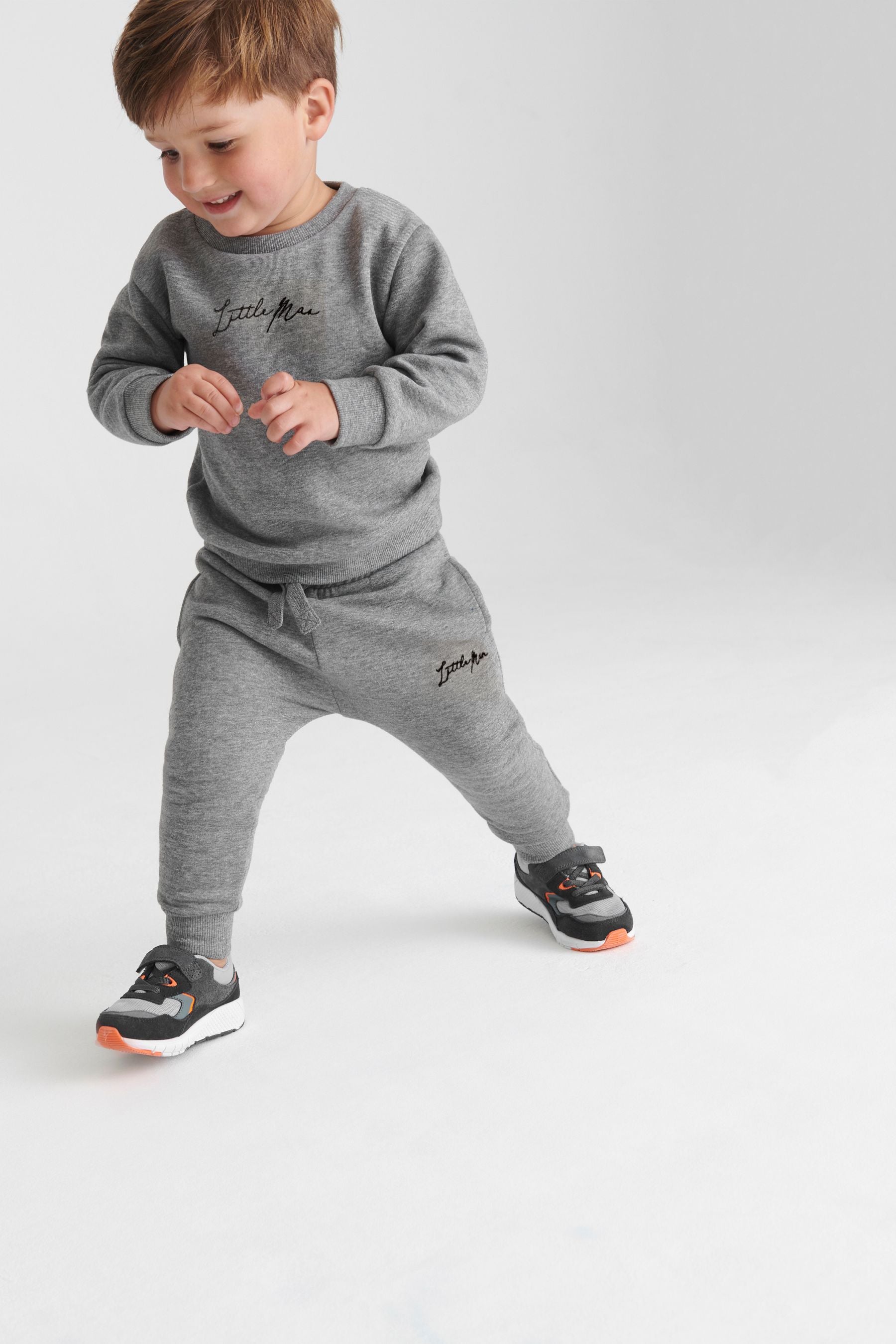 Grey Slogan Jersey Sweatshirt And Joggers Set (3mths-7yrs)