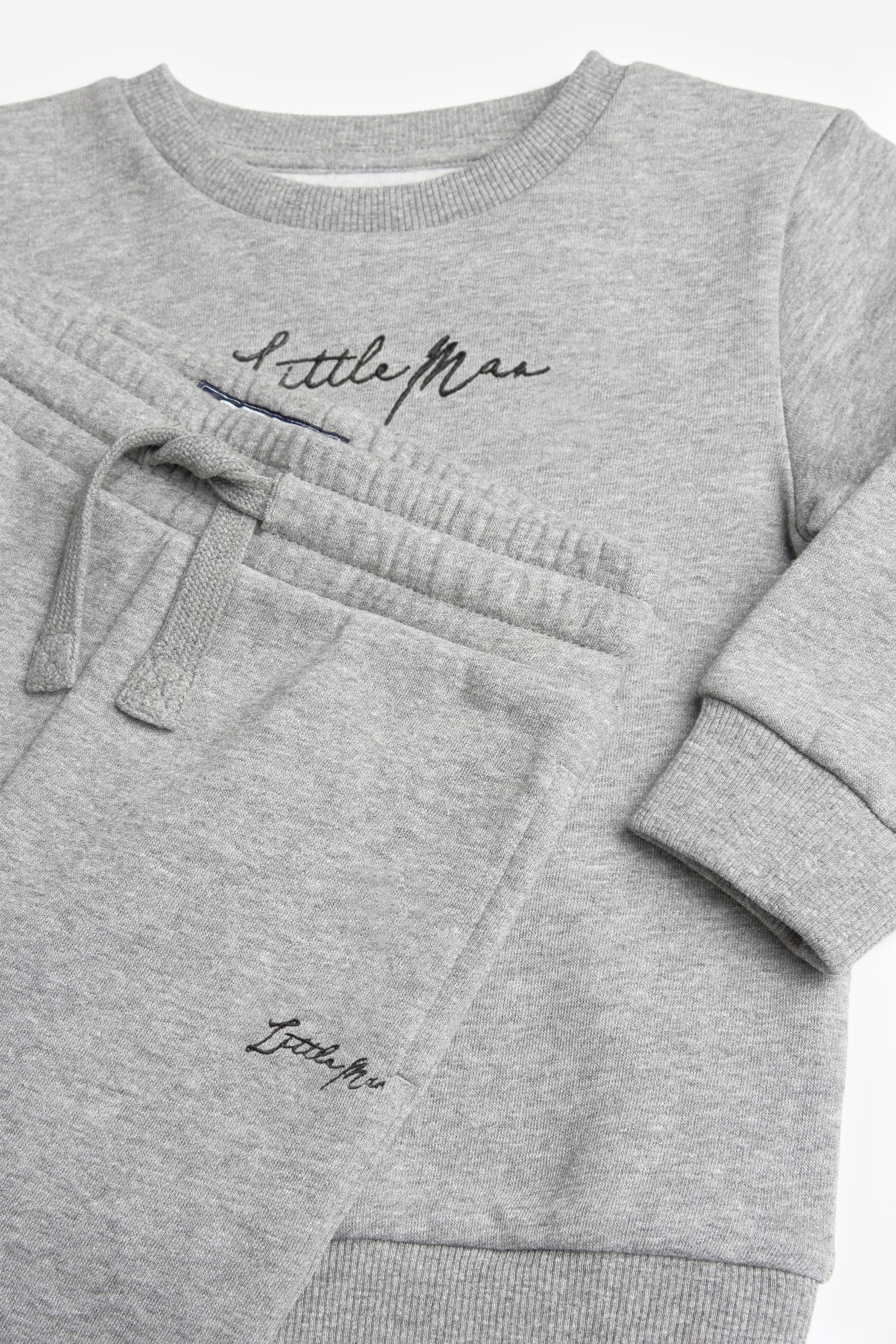 Grey Slogan Jersey Sweatshirt And Joggers Set (3mths-7yrs)