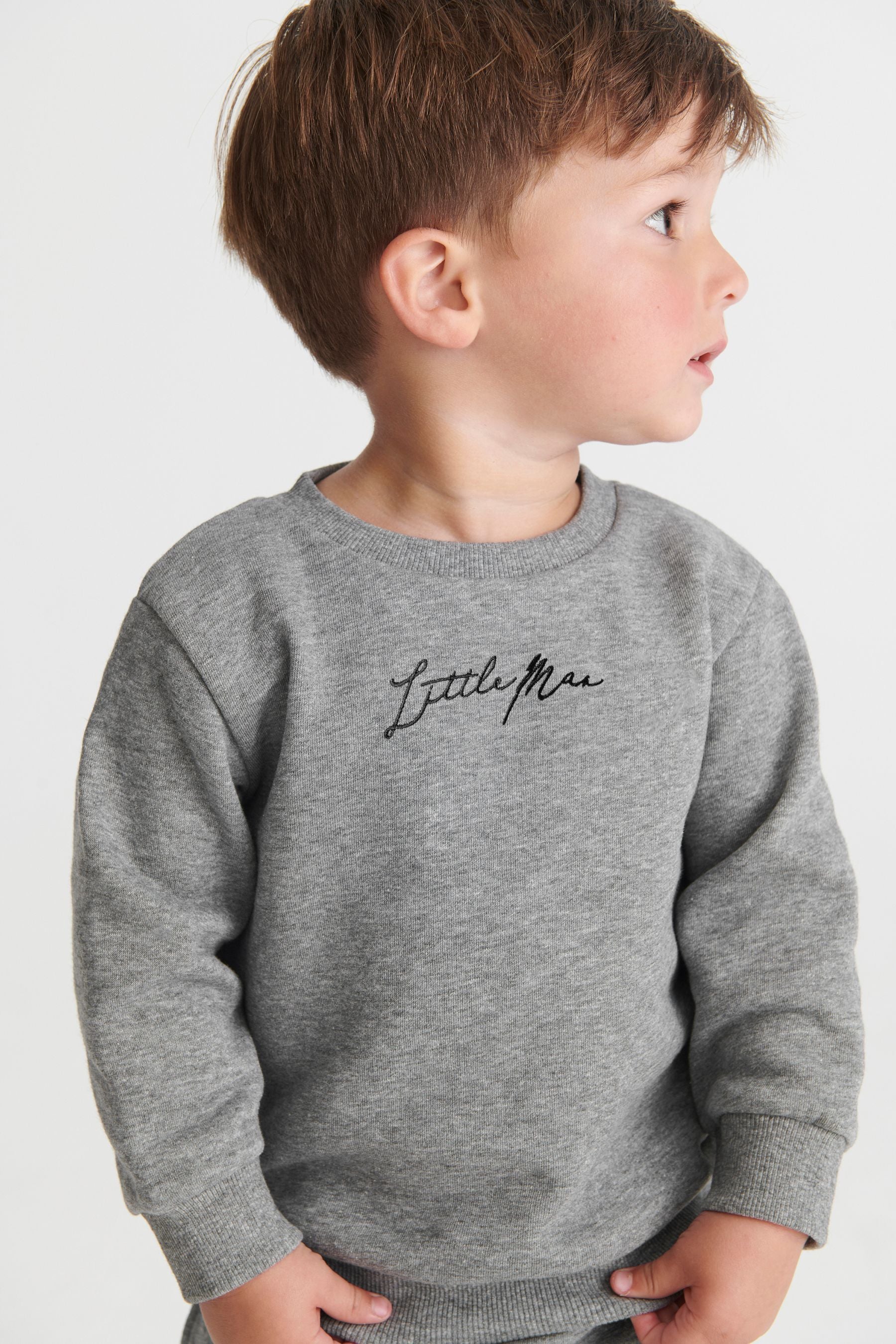 Grey Slogan Jersey Sweatshirt And Joggers Set (3mths-7yrs)