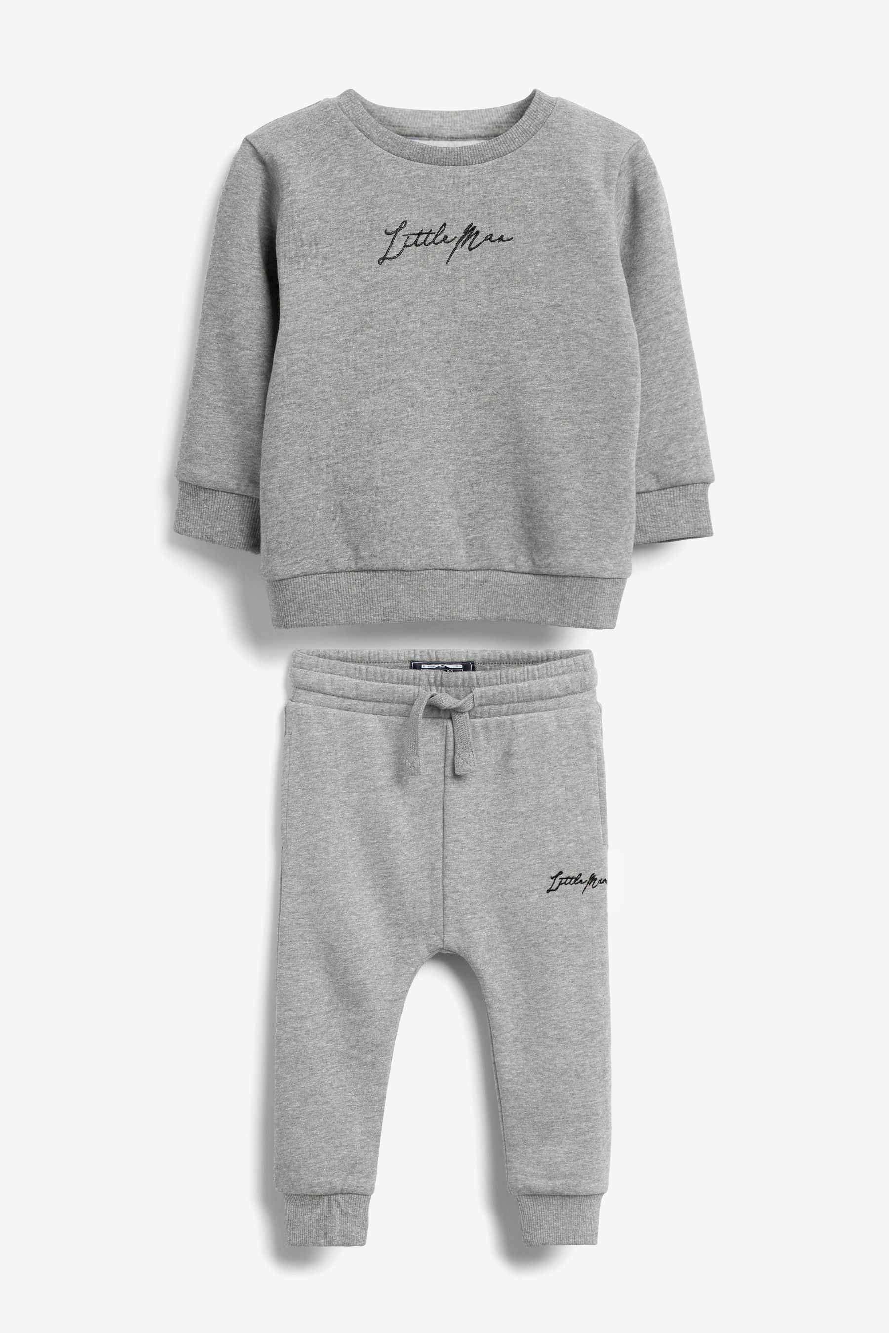 Grey Slogan Jersey Sweatshirt And Joggers Set (3mths-7yrs)