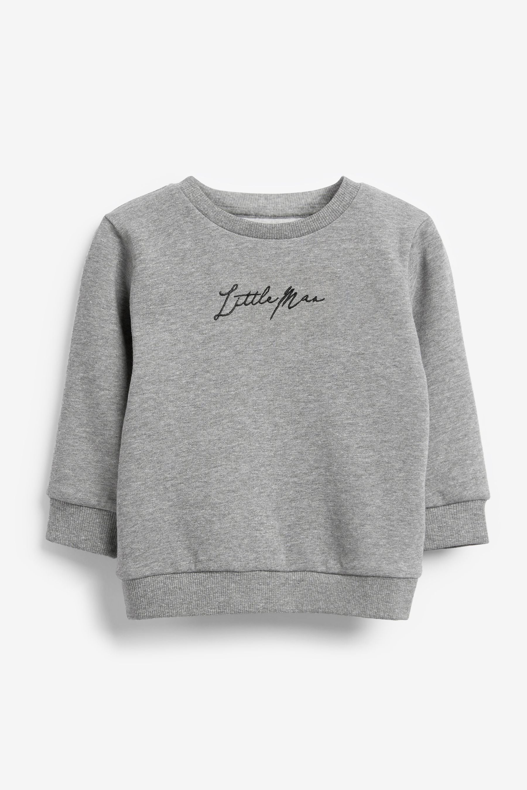 Grey Slogan Jersey Sweatshirt And Joggers Set (3mths-7yrs)