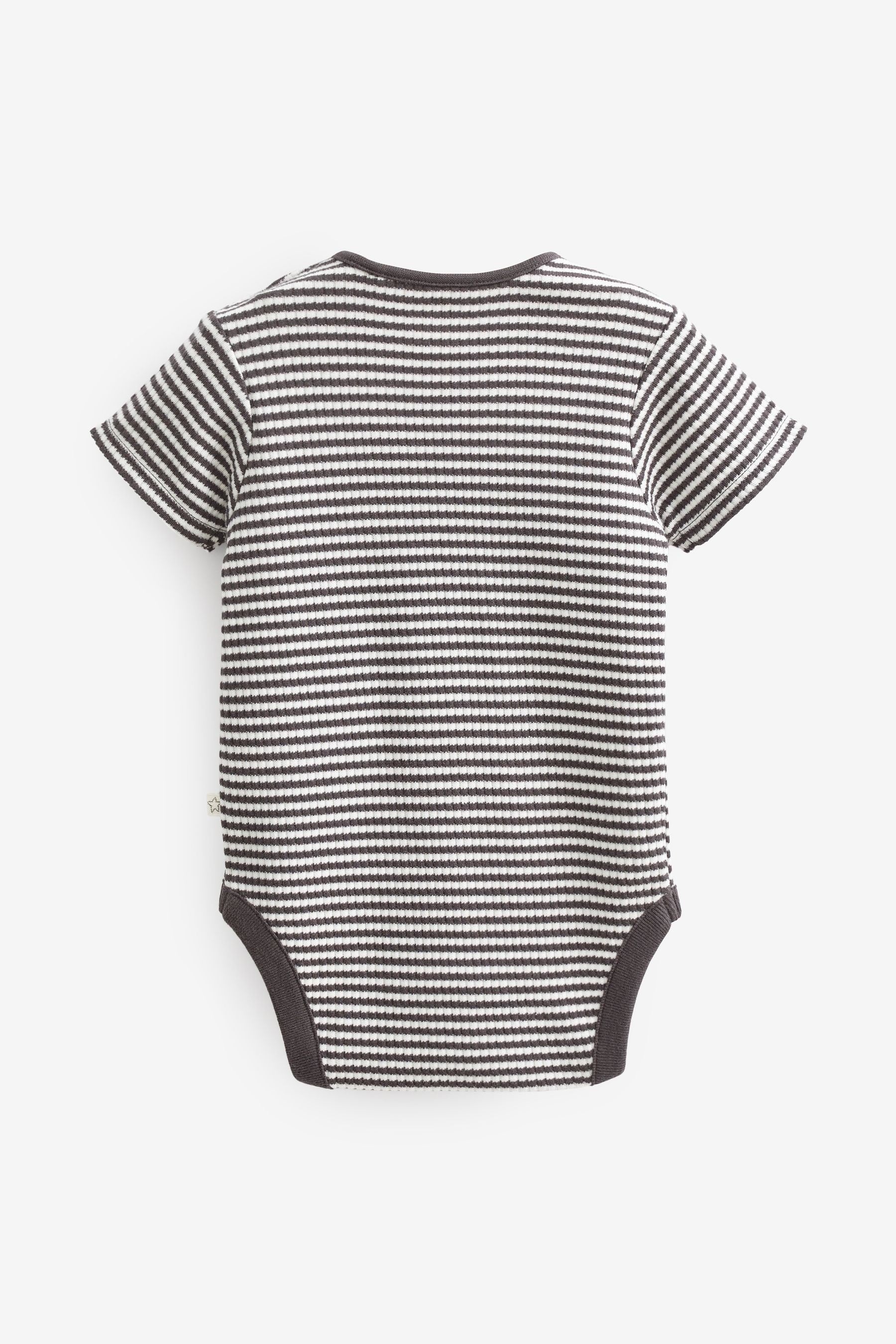 Grey Rib Short Sleeve Bodysuits 3 Pack