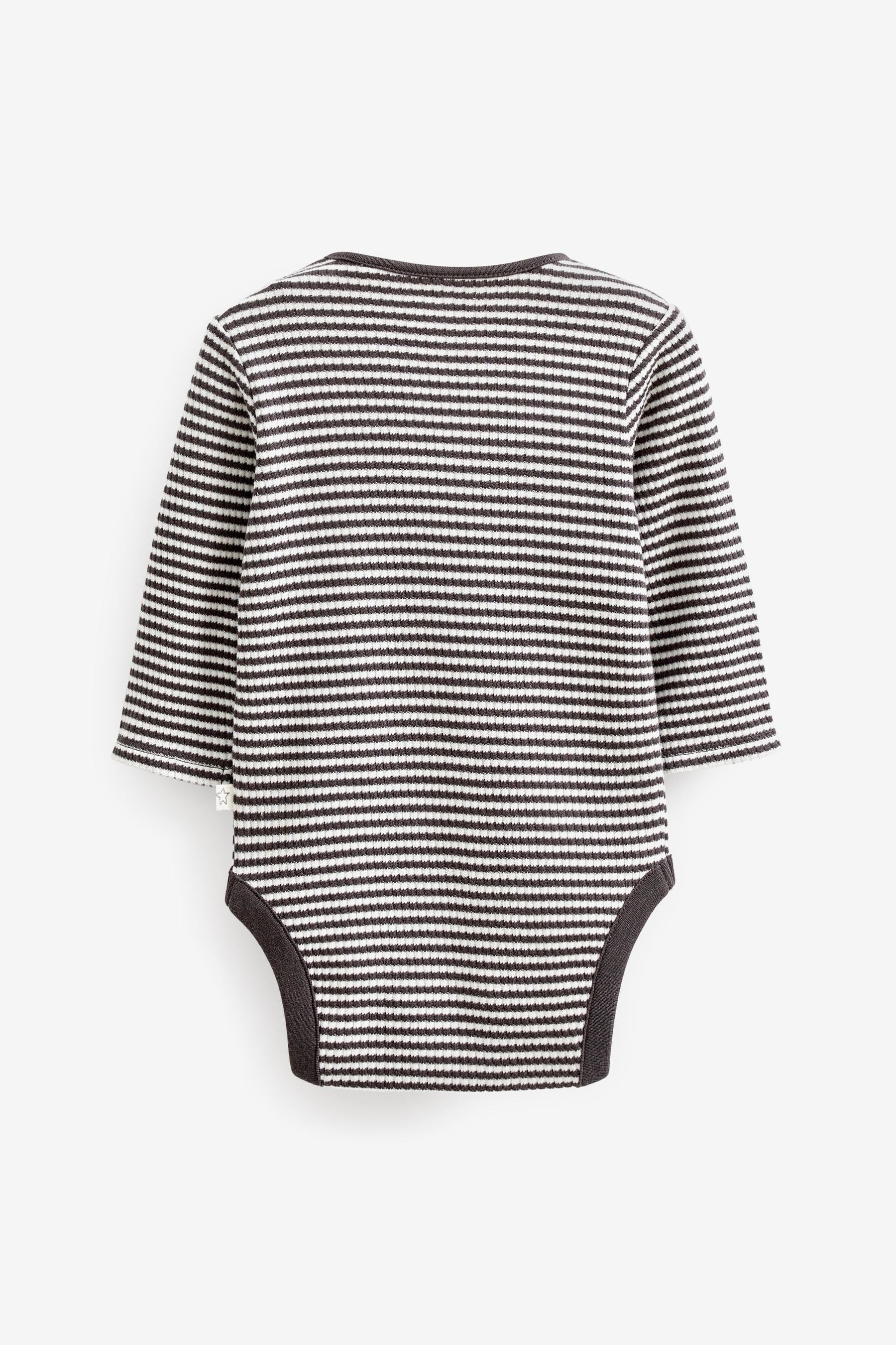 Grey Rib Baby Long Sleeve Bodysuits 3 Pack