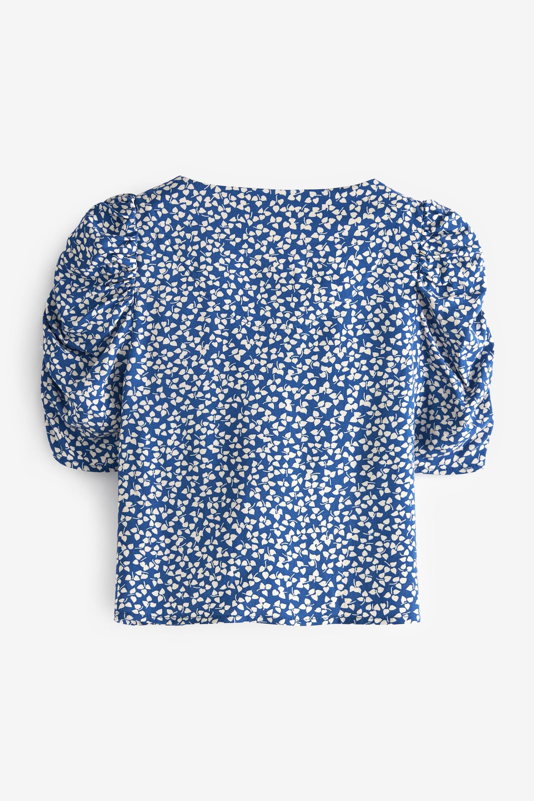 Blue Shirred Sleeve Blouse (3-16yrs)