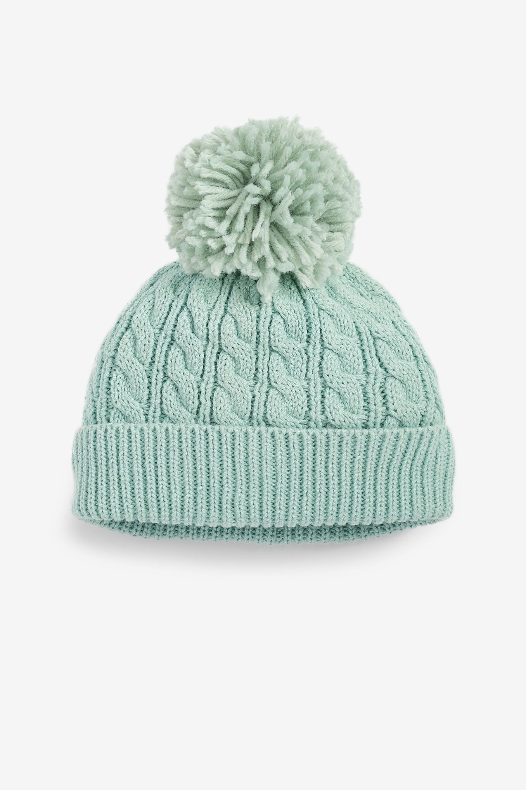 Mint Green Knitted Baby Pom Hat (0mths-2yrs)