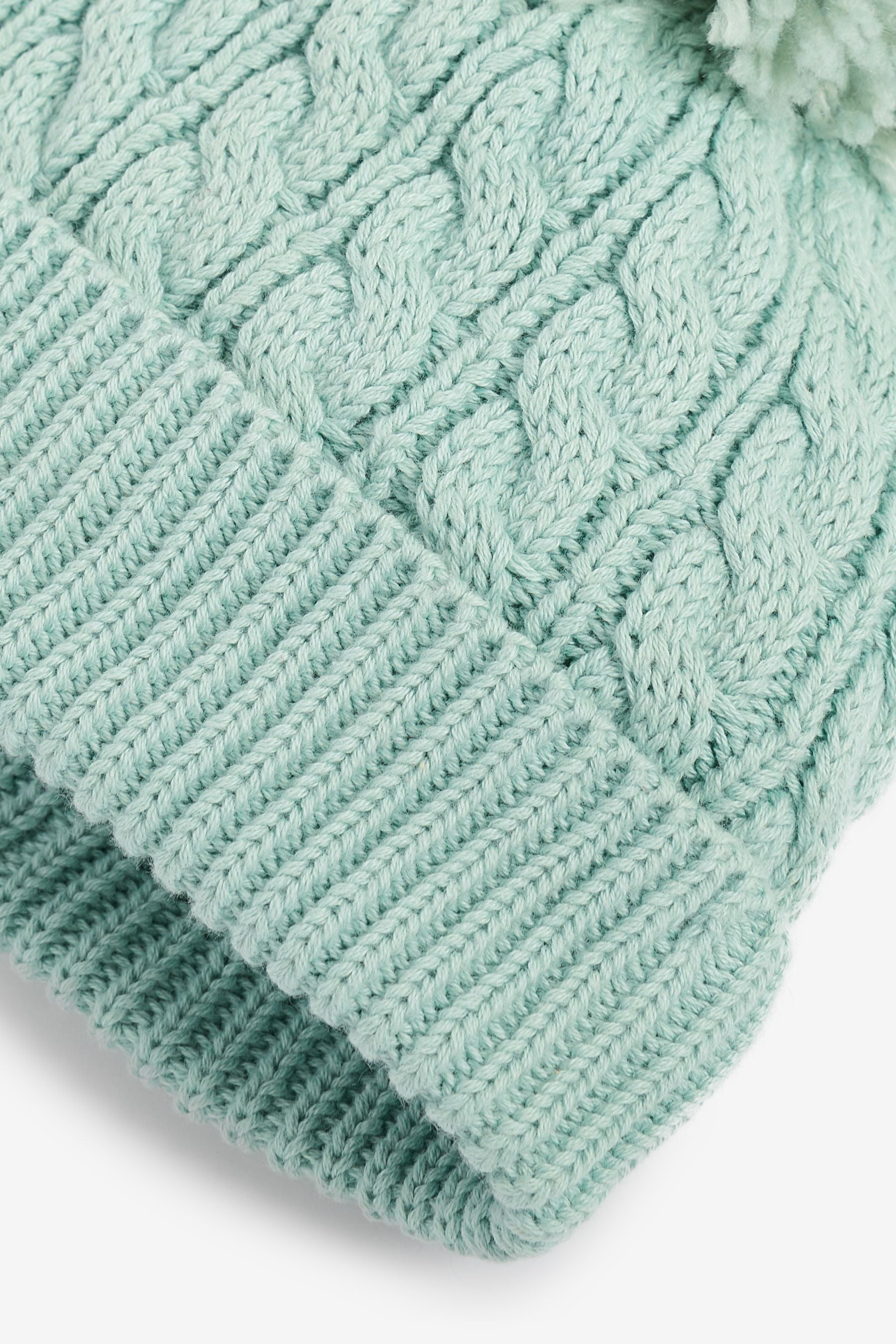 Mint Green Knitted Baby Pom Hat (0mths-2yrs)