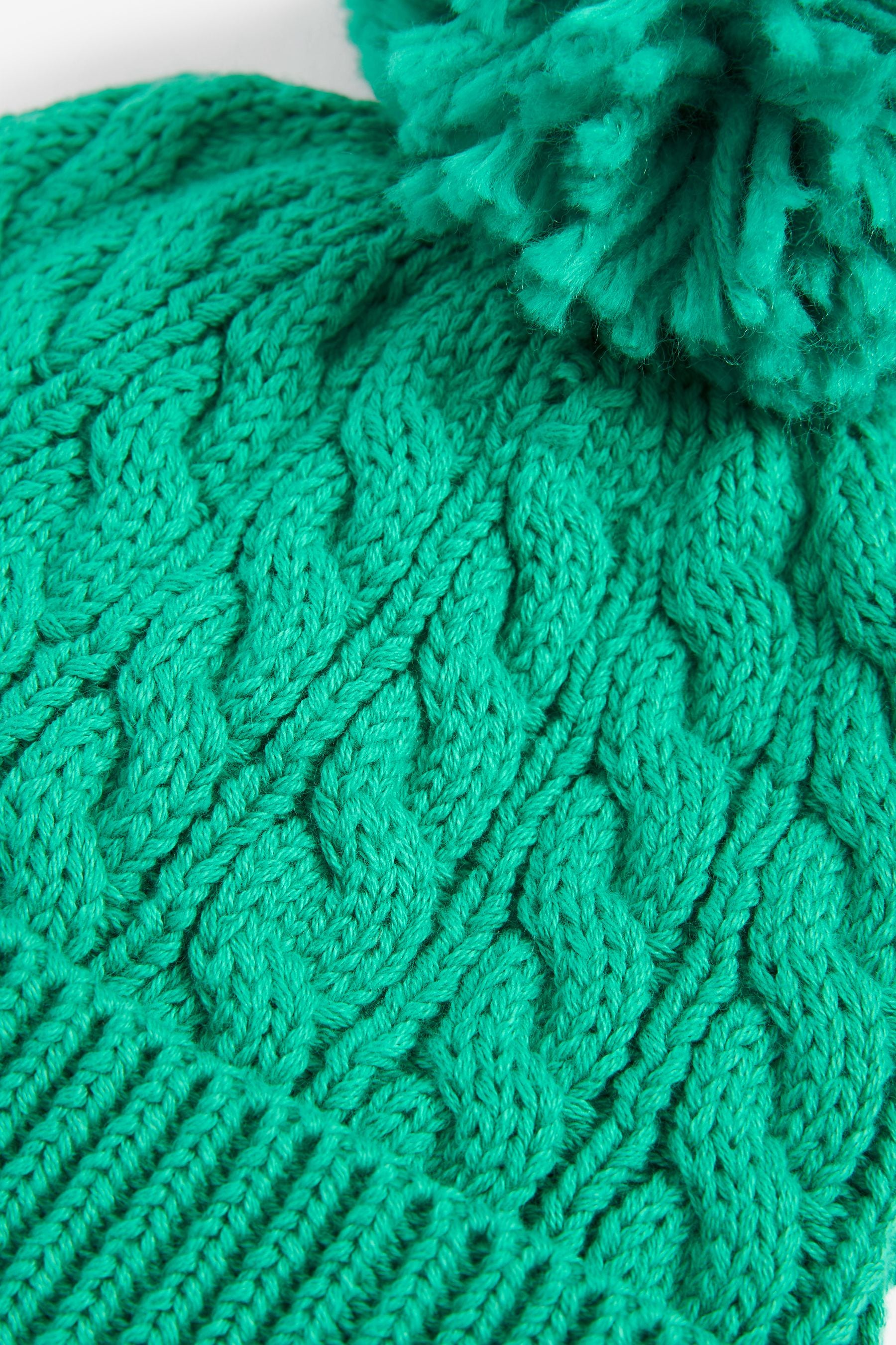 Green Cable Baby Knitted Pom Hat (0mths-2yrs)