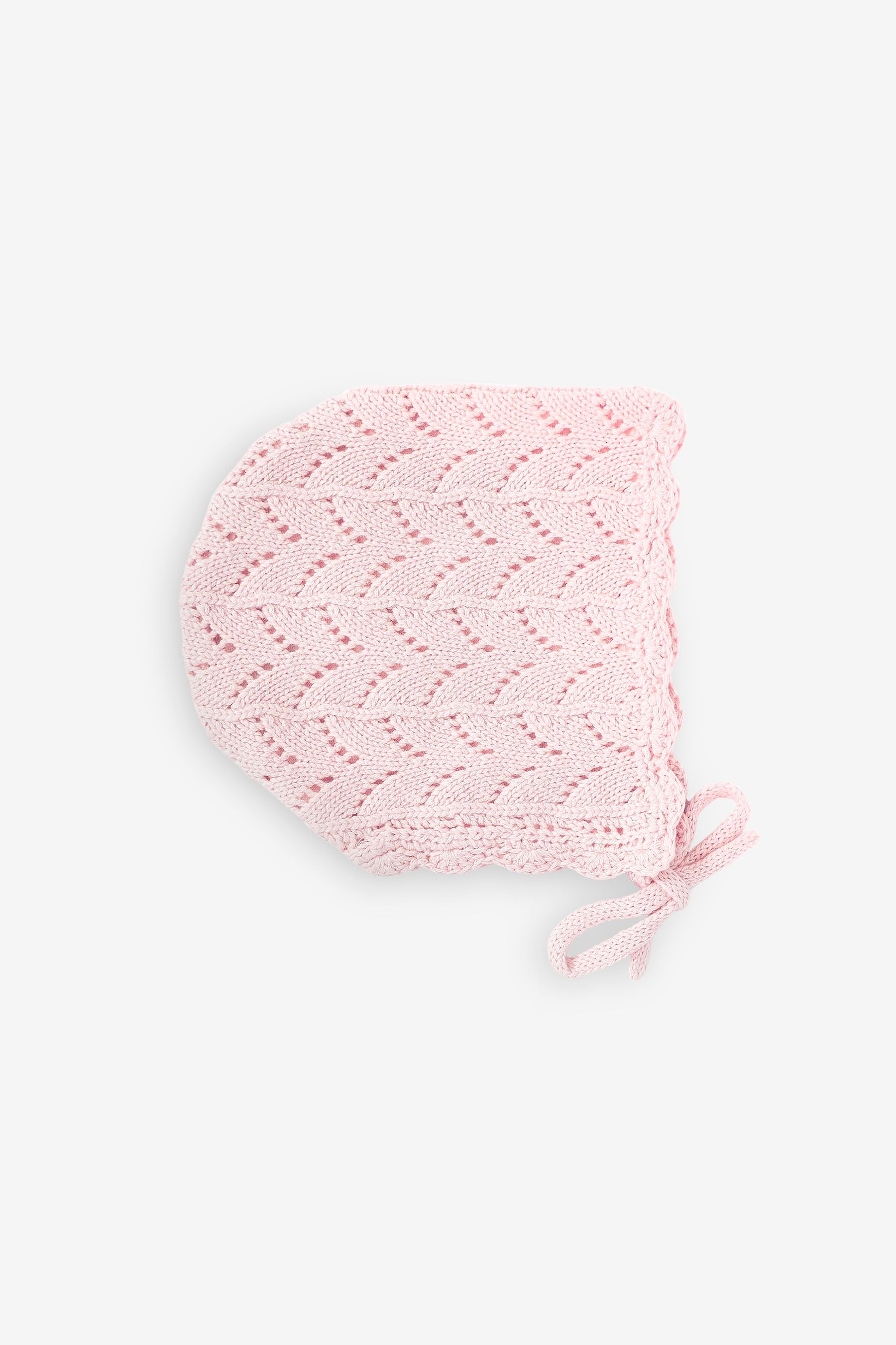 Pink Knitted Bonnet Baby Hat (0mths-2yrs)