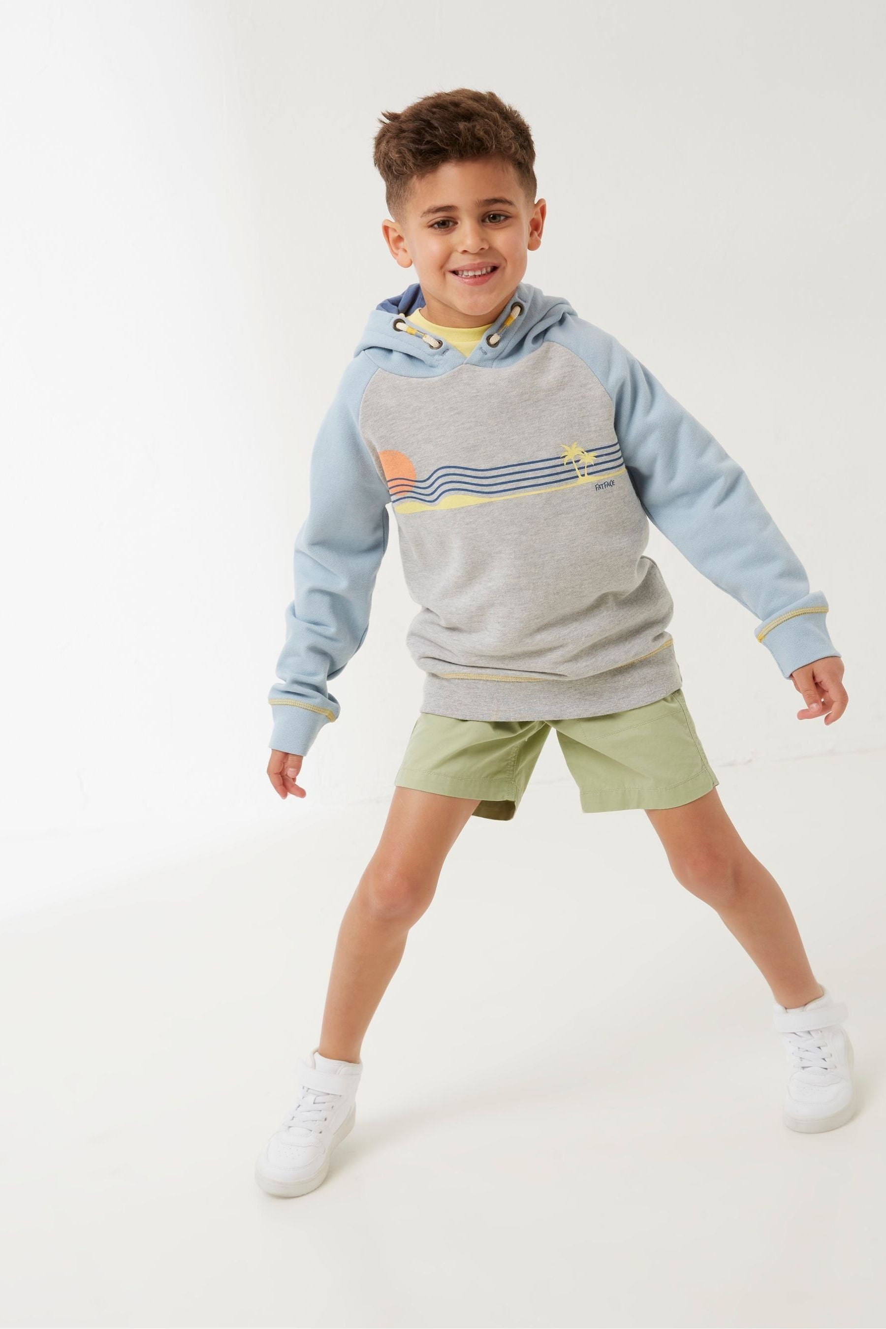 FatFace Grey Retro Surf Popover Hoodie