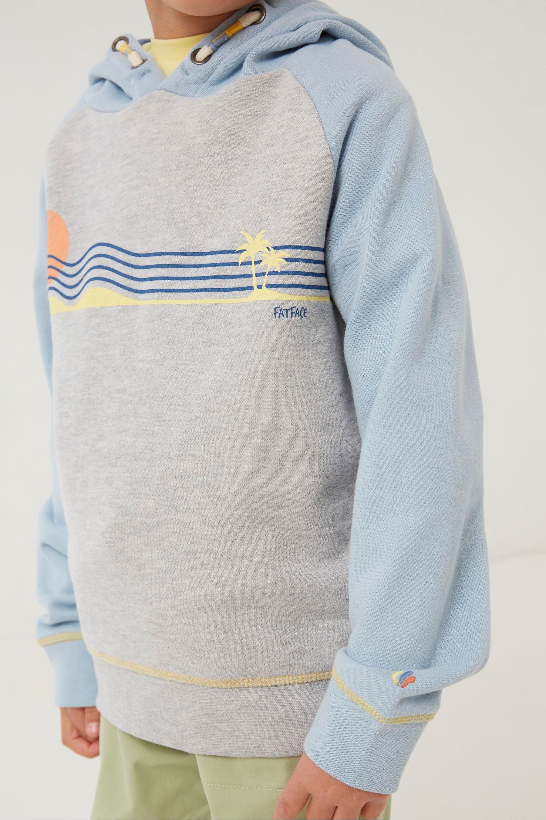 FatFace Grey Retro Surf Popover Hoodie