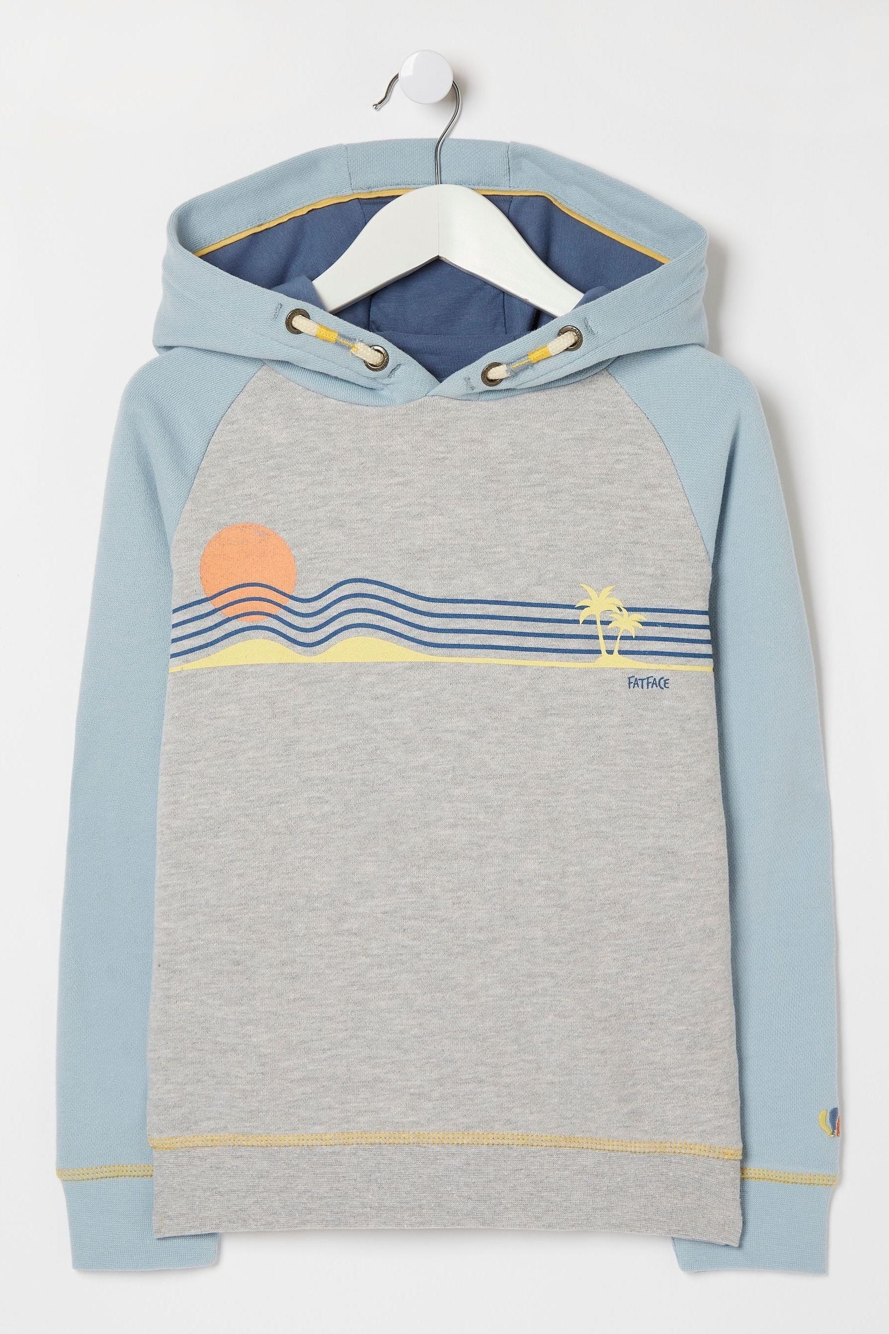 FatFace Grey Retro Surf Popover Hoodie