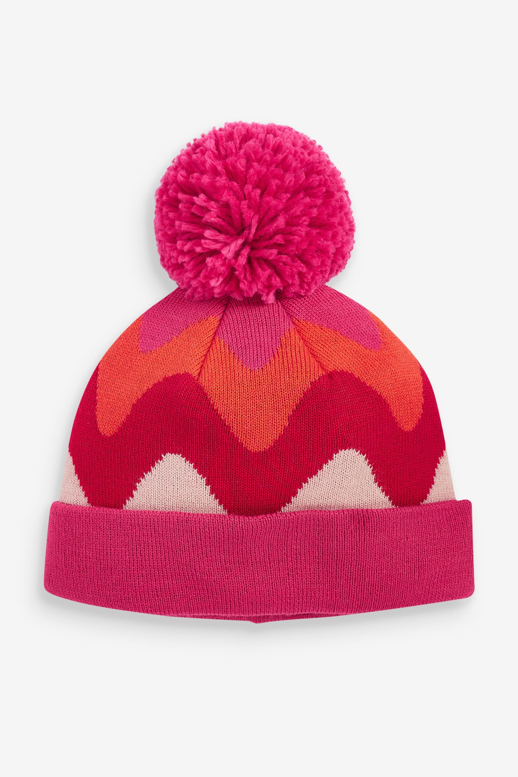 Red/Pink Pom Pom Knitted Hat (3-16yrs)