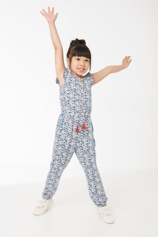 Blue FatFace Blue Fish Print Jumpsuit