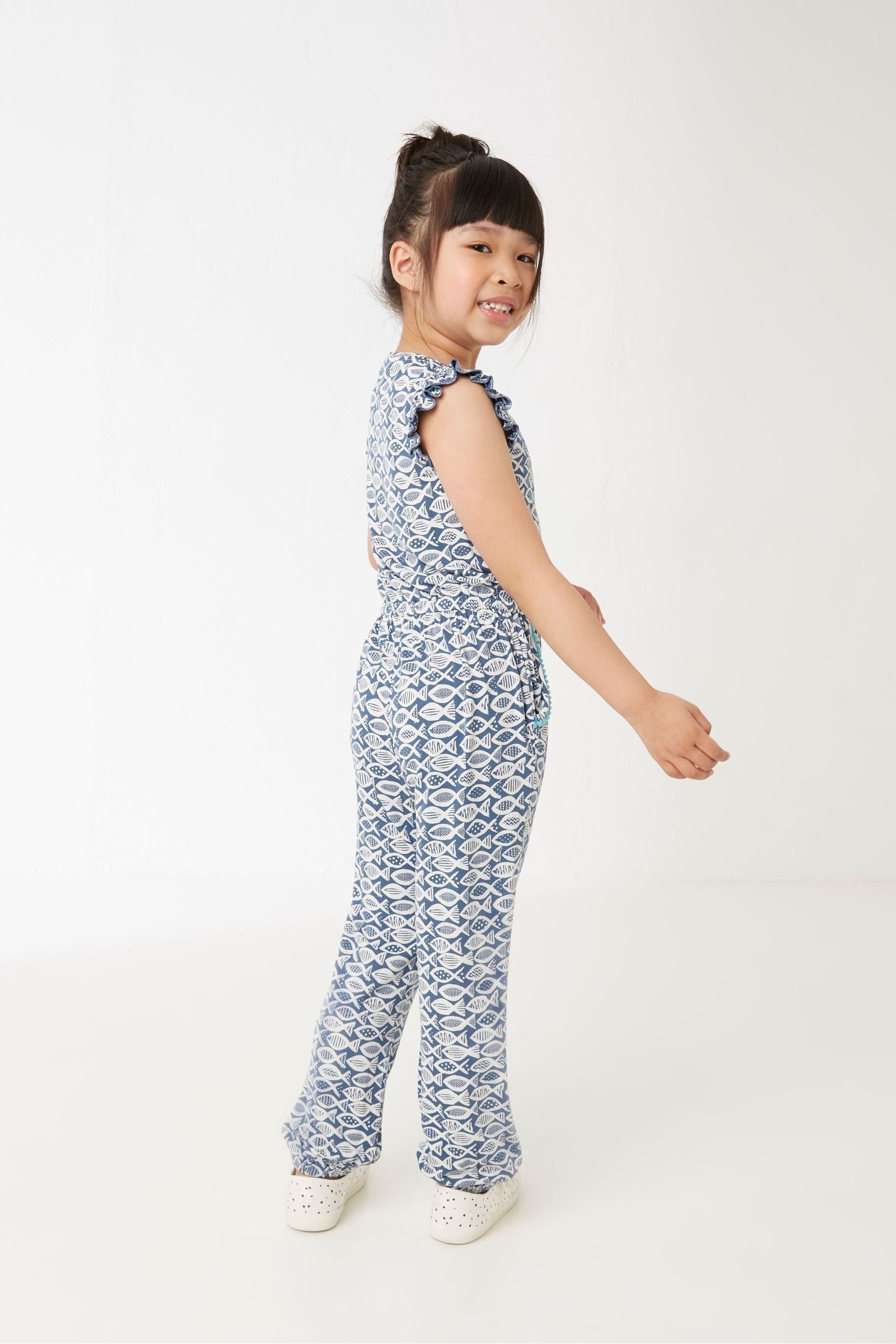 Blue FatFace Blue Fish Print Jumpsuit