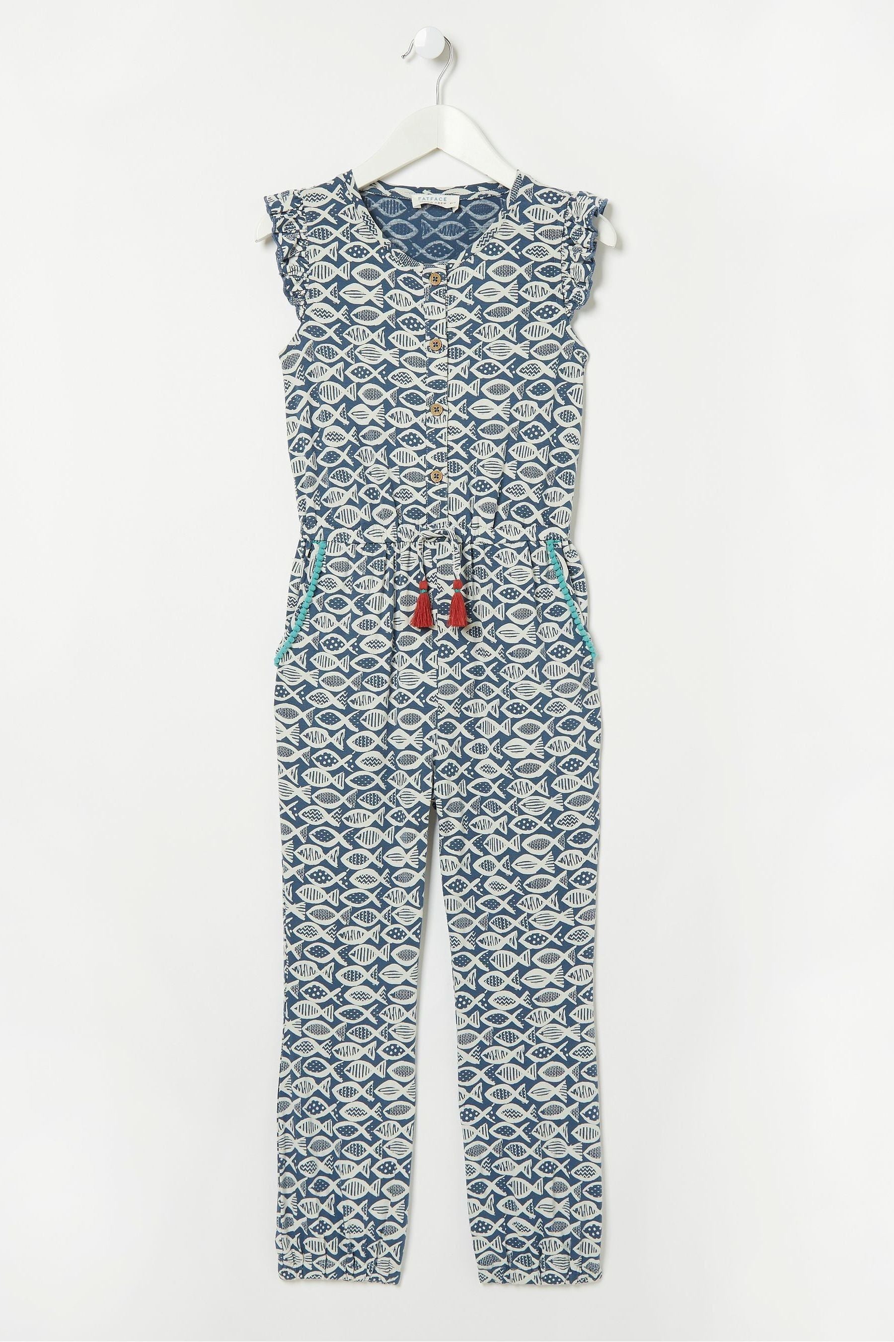 Blue FatFace Blue Fish Print Jumpsuit